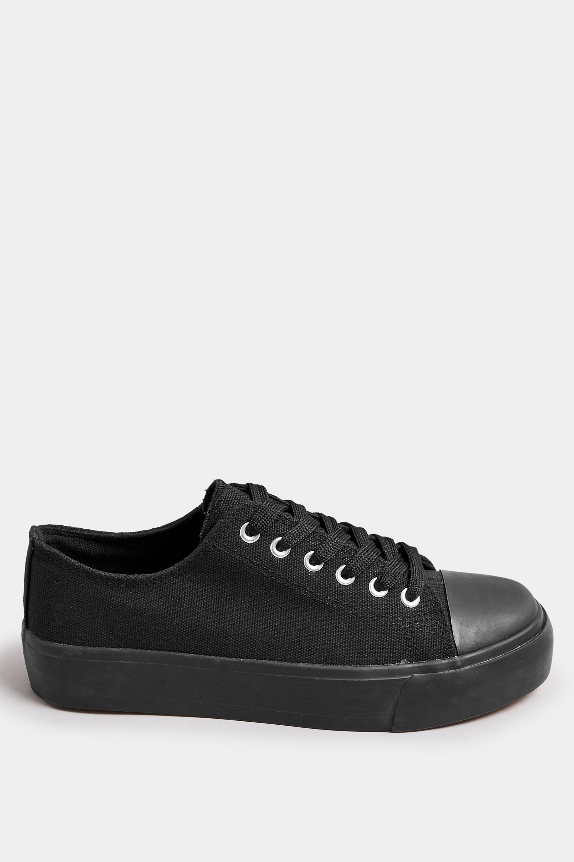 Black Canvas Trainers In Wide E Fit & Extra Wide EEE Fit | Yours Clothing 4