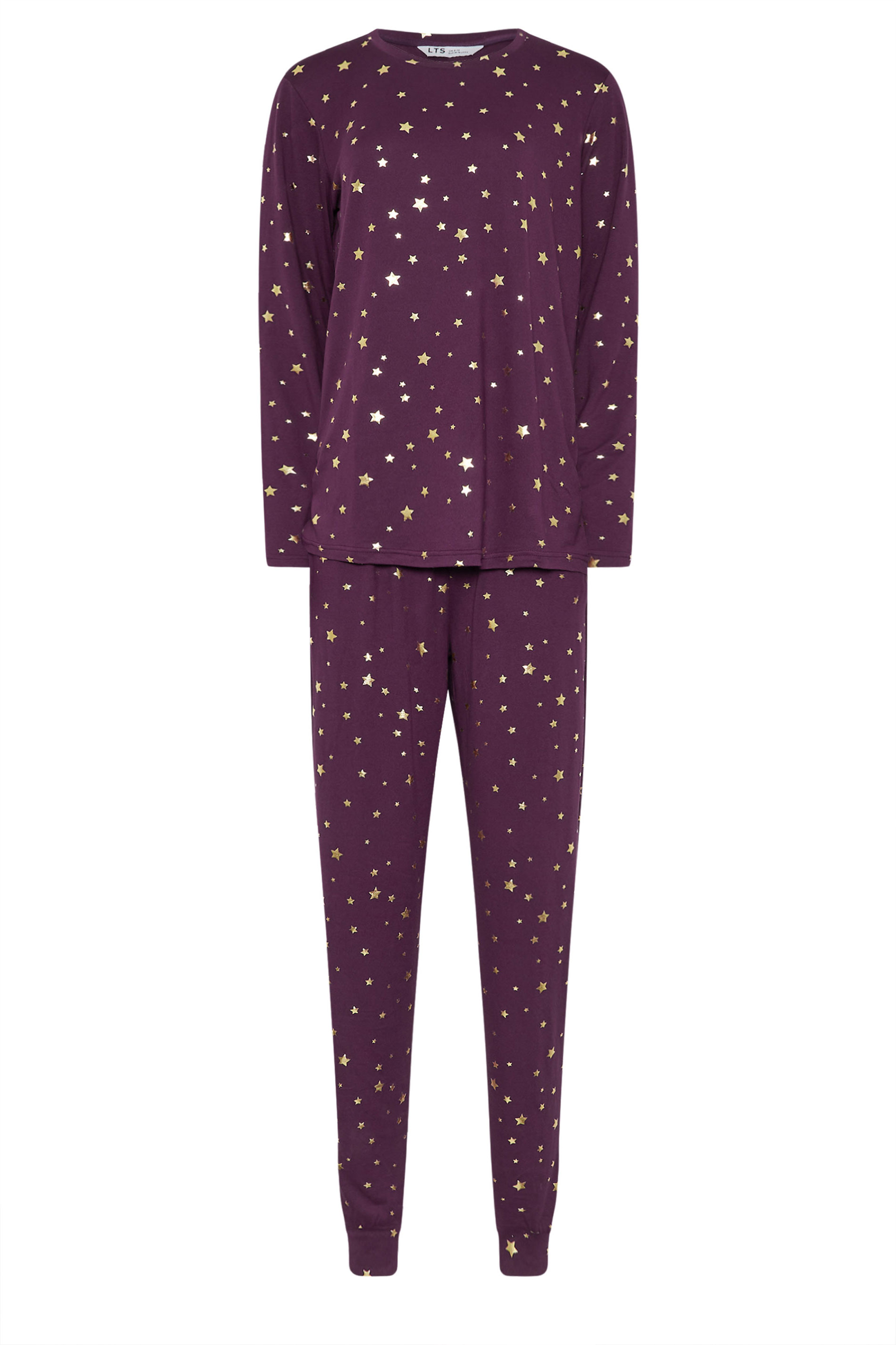 LTS Tall Purple Soft Touch Foil Star Pyjama Set | Long Tall Sally 5