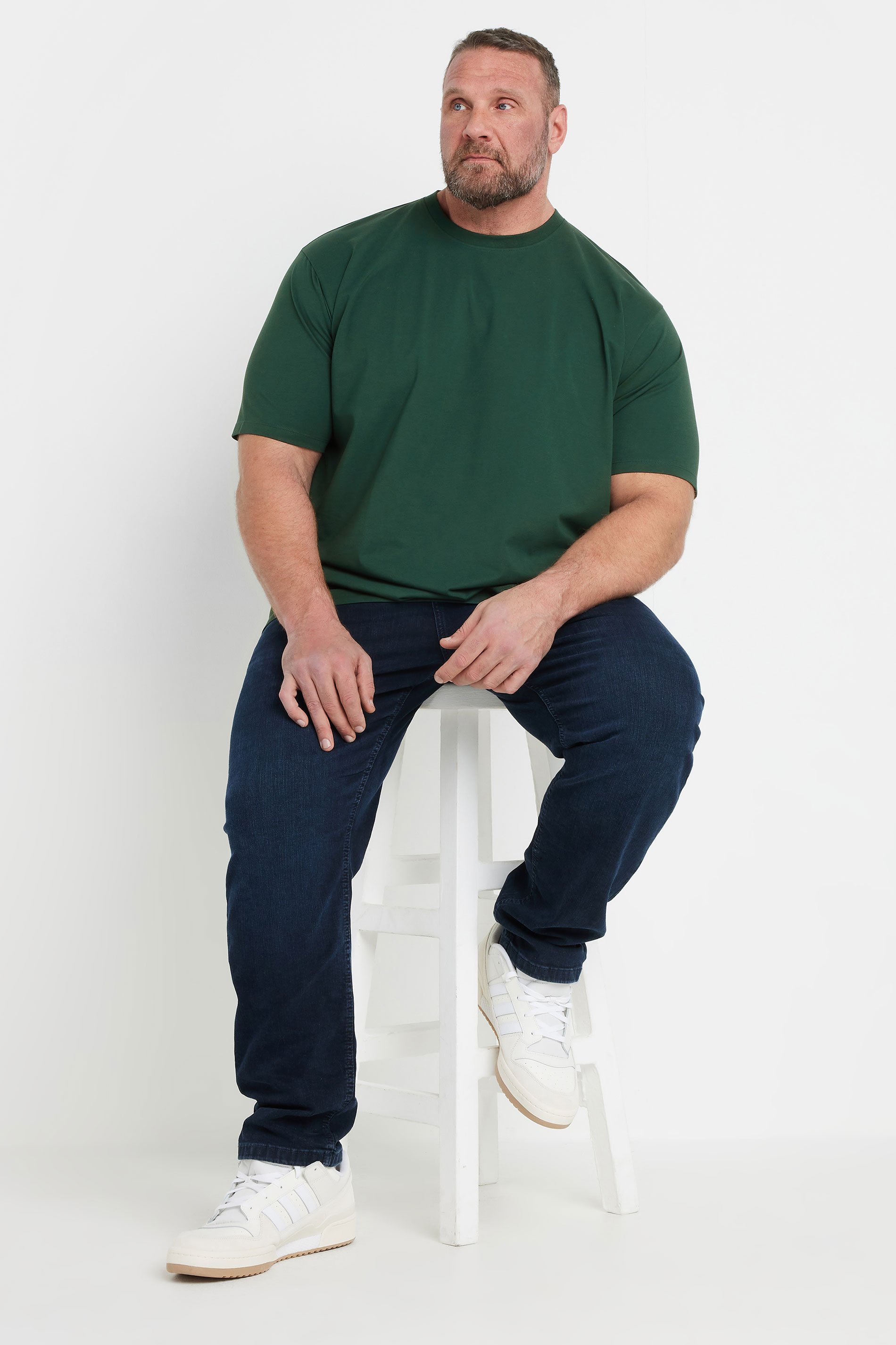 BadRhino Big & Tall Dark Green Soft Touch Relaxed Fit T-Shirt | BadRhino 5