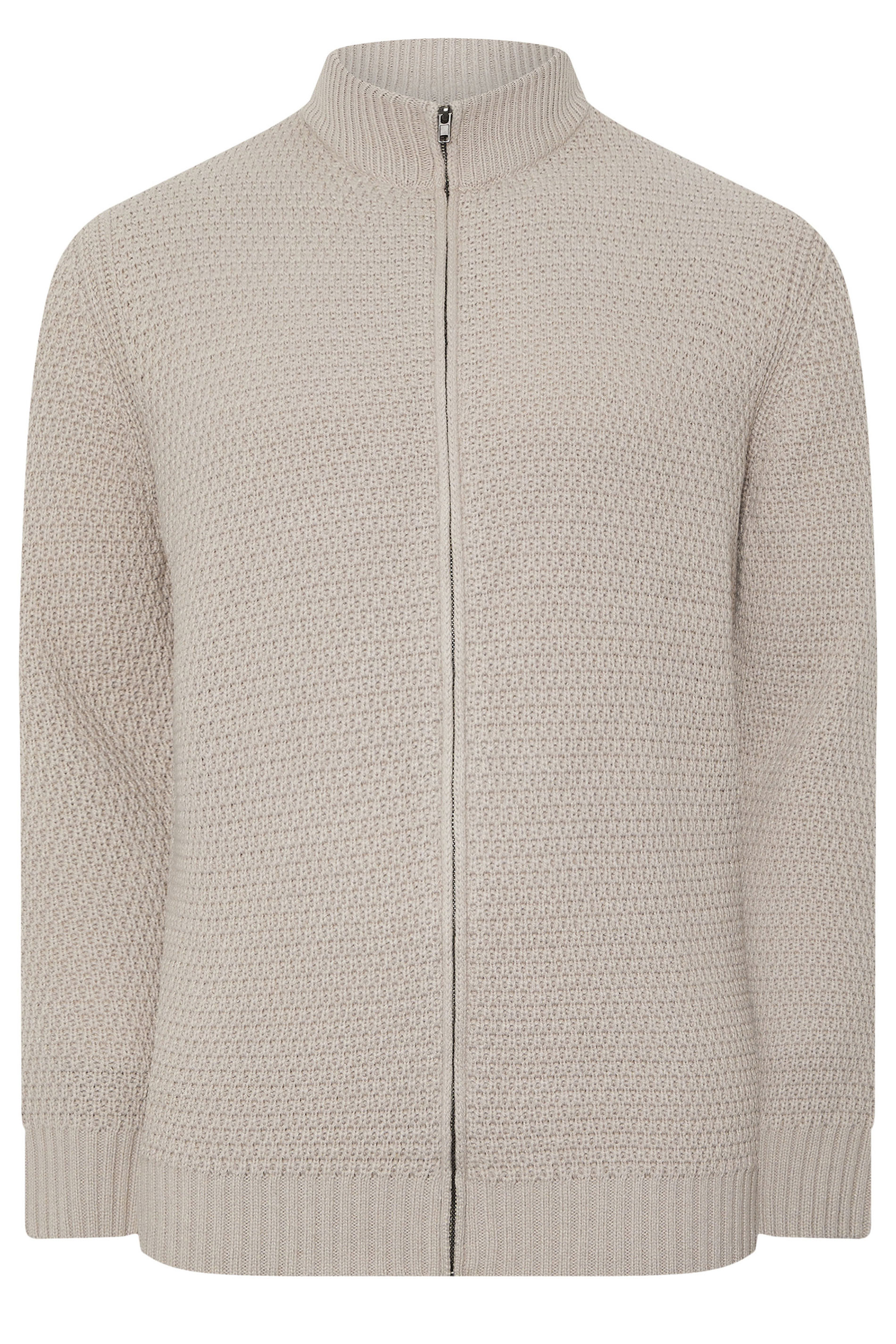 BadRhino Big & Tall Natural Brown Wool Zip Through Jumper | BadRhino 5