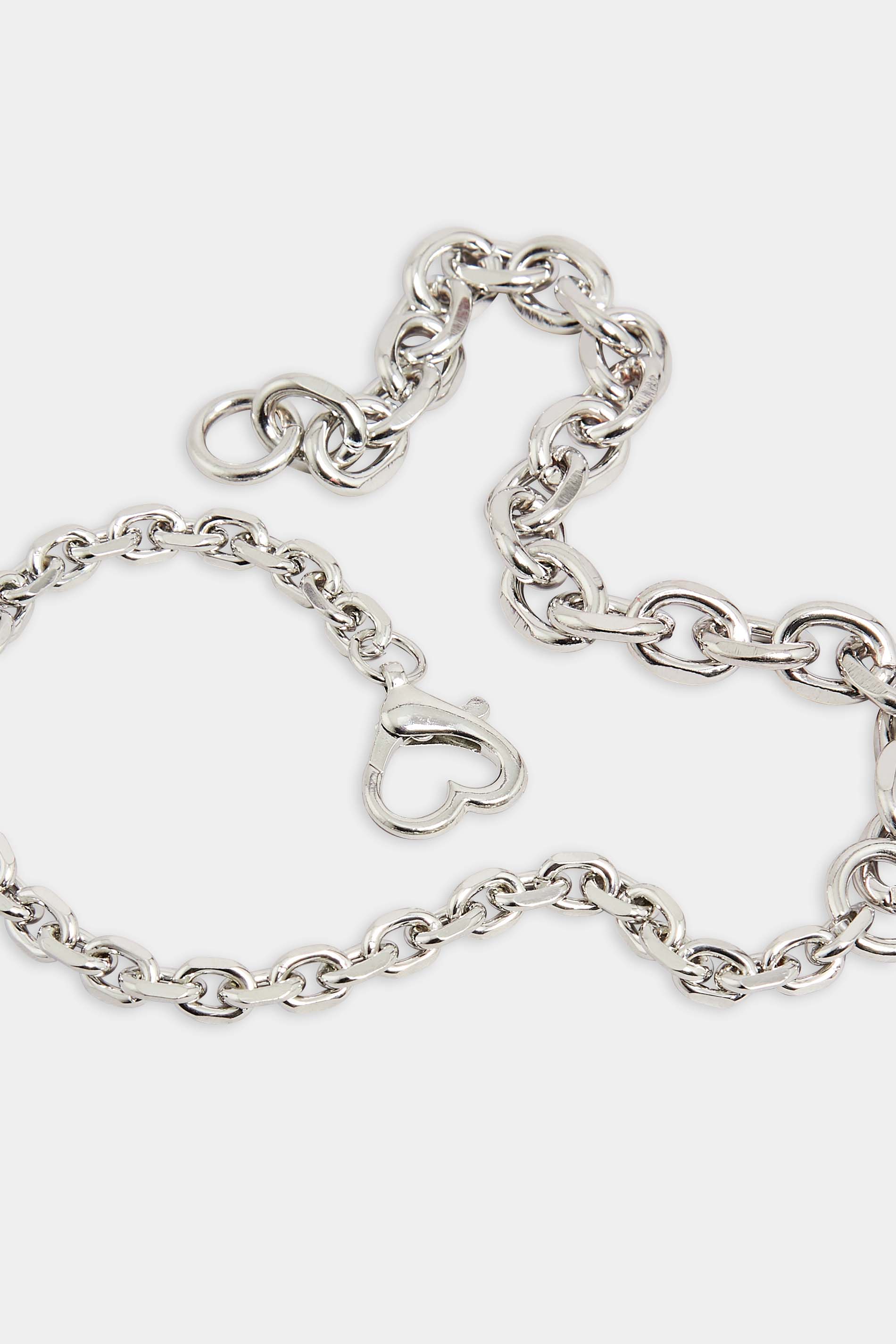 Silver Tone Heart Clasp Chunky Chain Necklace | Yours Clothing  3