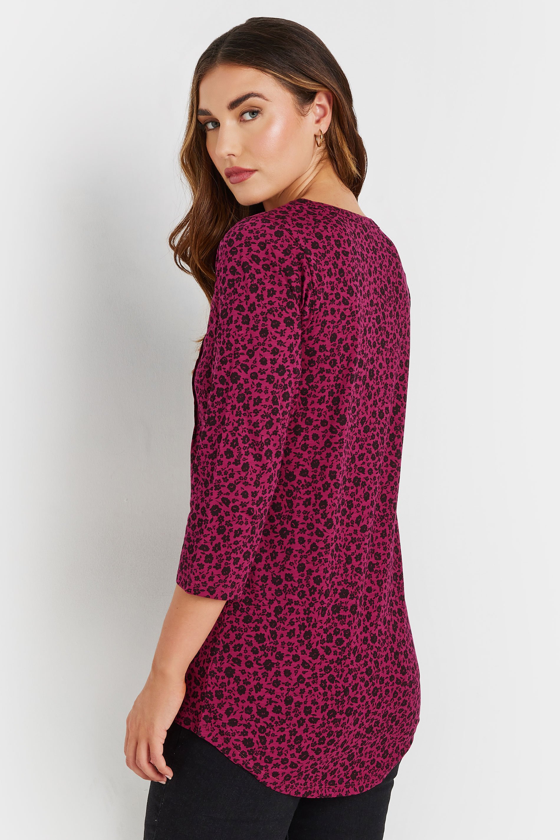 LTS Tall 2 PACK Teal Blue & Dark Pink Henley Tops | Long Tall Sally 5