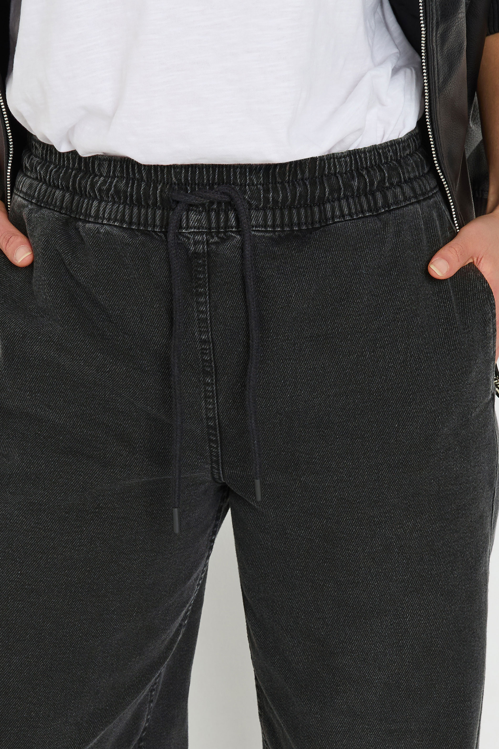 LTS Tall Black Washed Denim Pull-On Wide Leg Jeans | Long Tall Sally 4