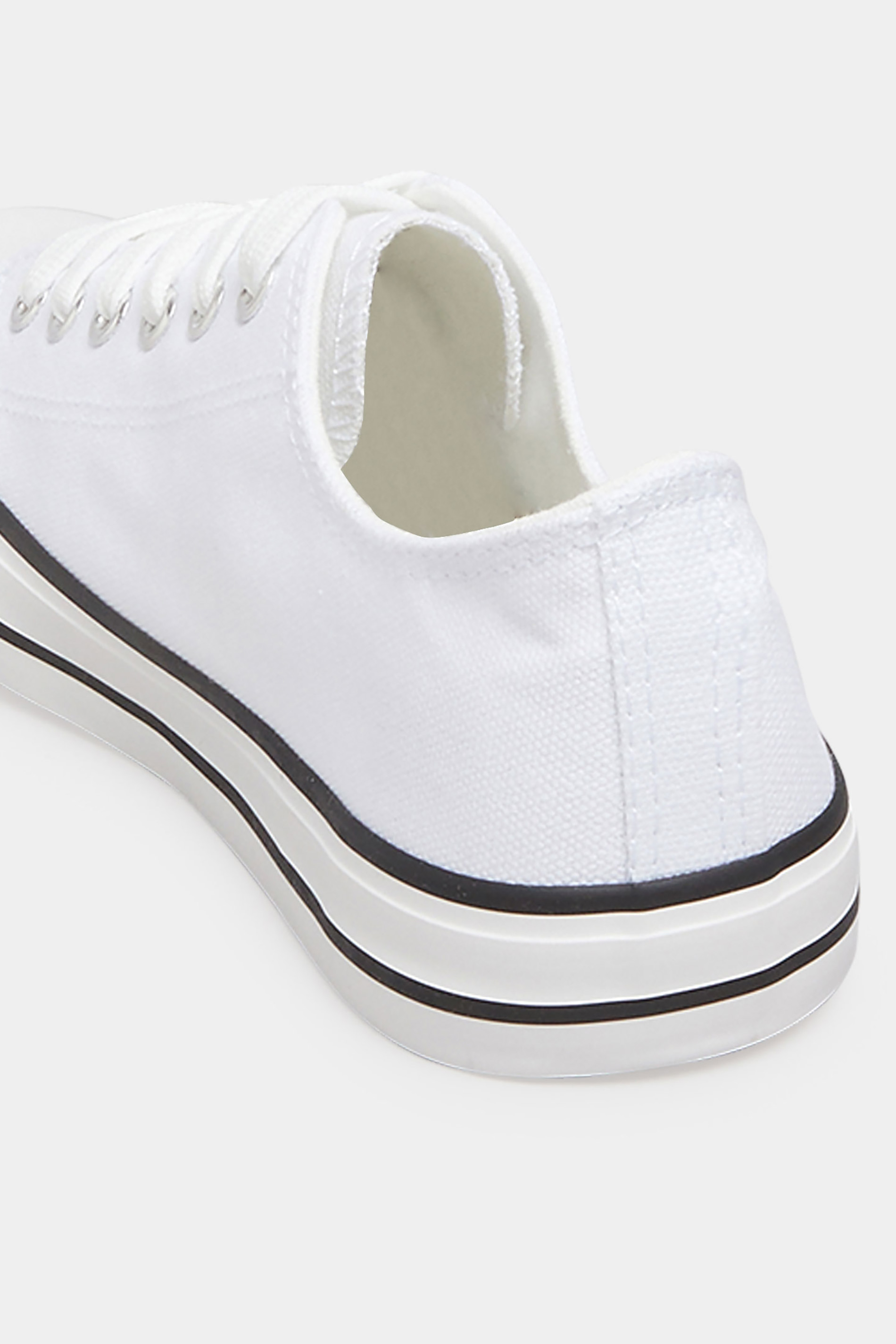 White Canvas Low Trainers In Wide Fit | Yours Clothing 4