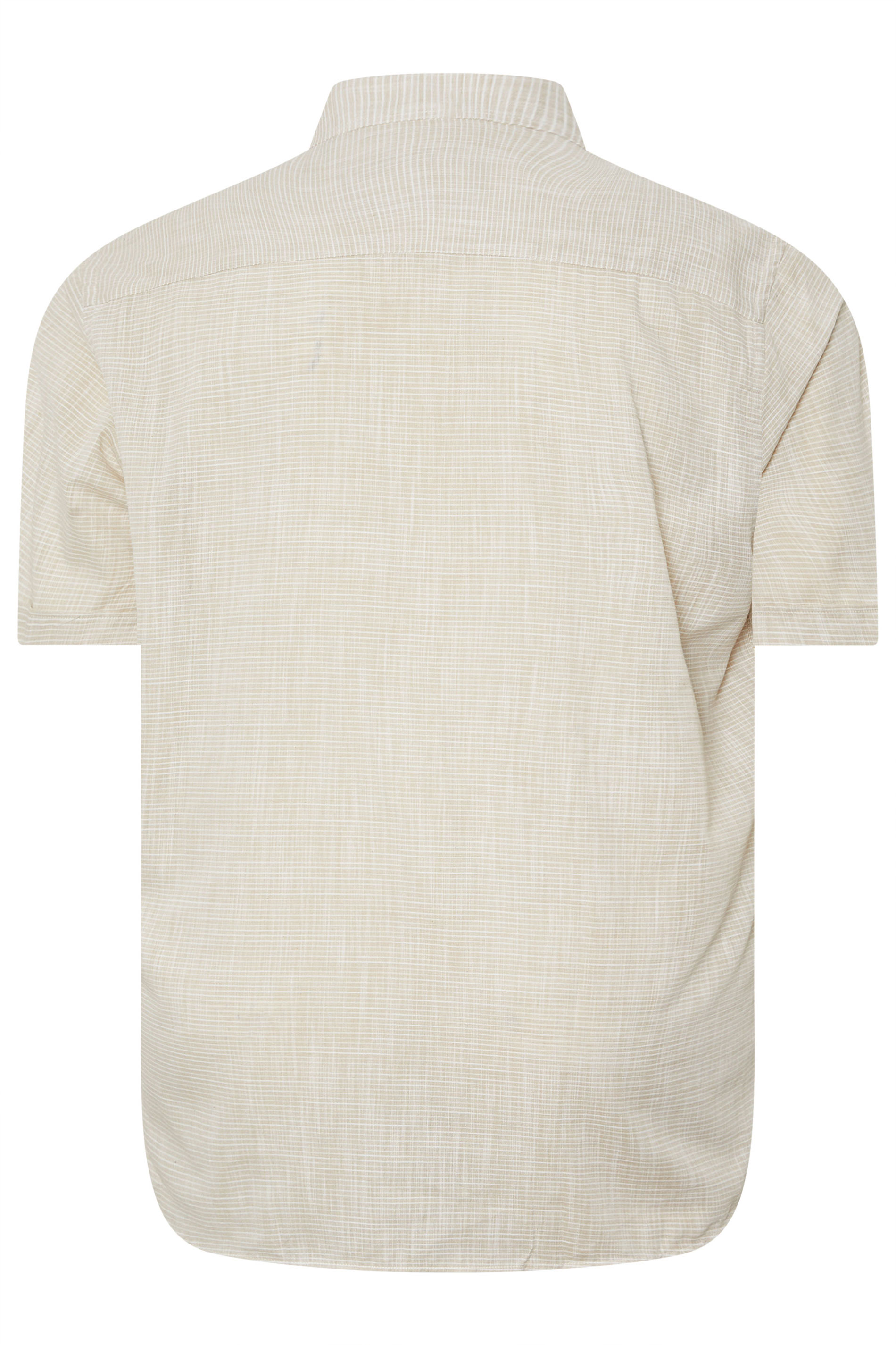 KAM Big & Tall Stone Brown Stripe Grandad Collar Shirt | BadRhino 4