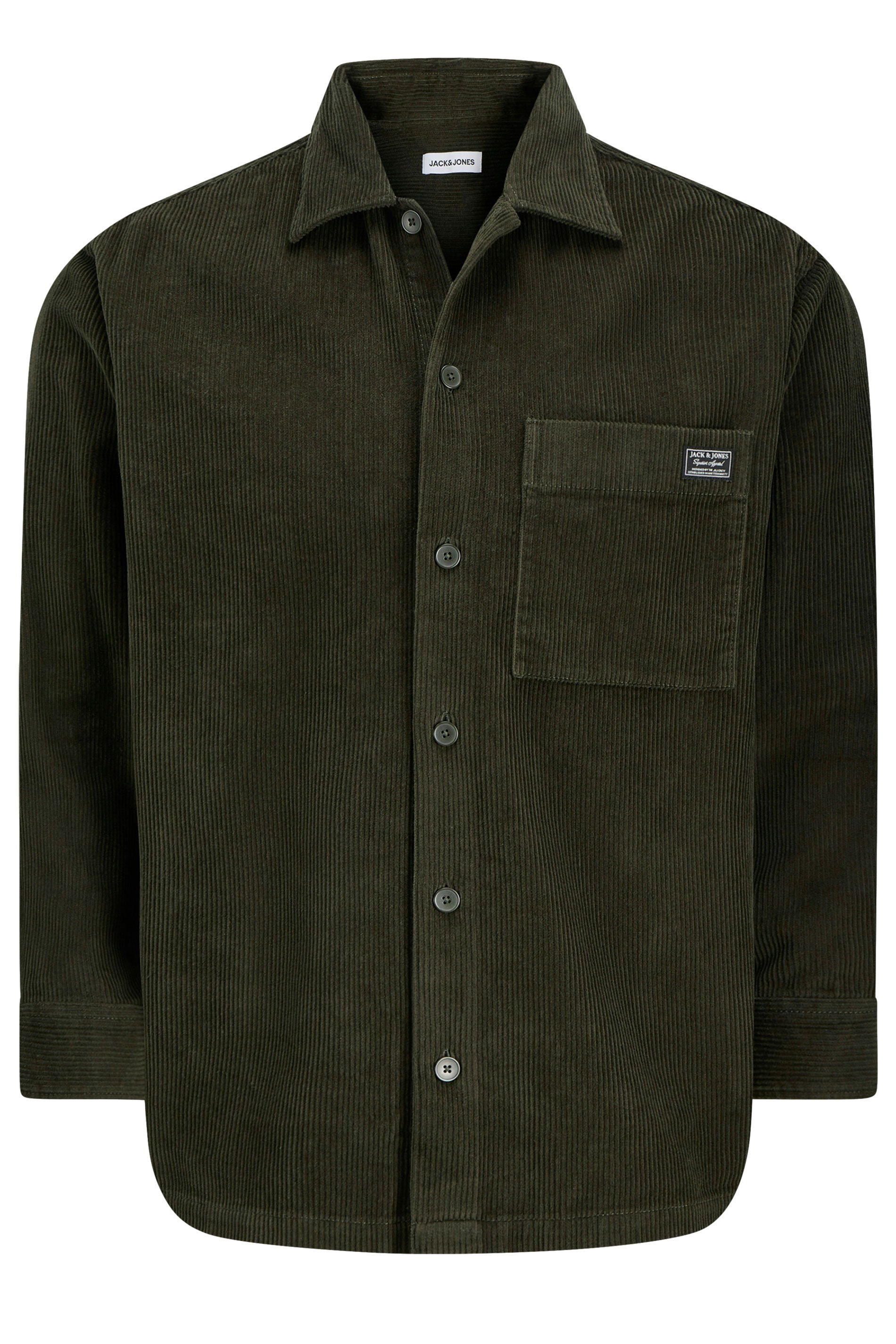 JACK & JONES Big & Tall Rosin Green Corduroy Overshirt | BadRhino 3