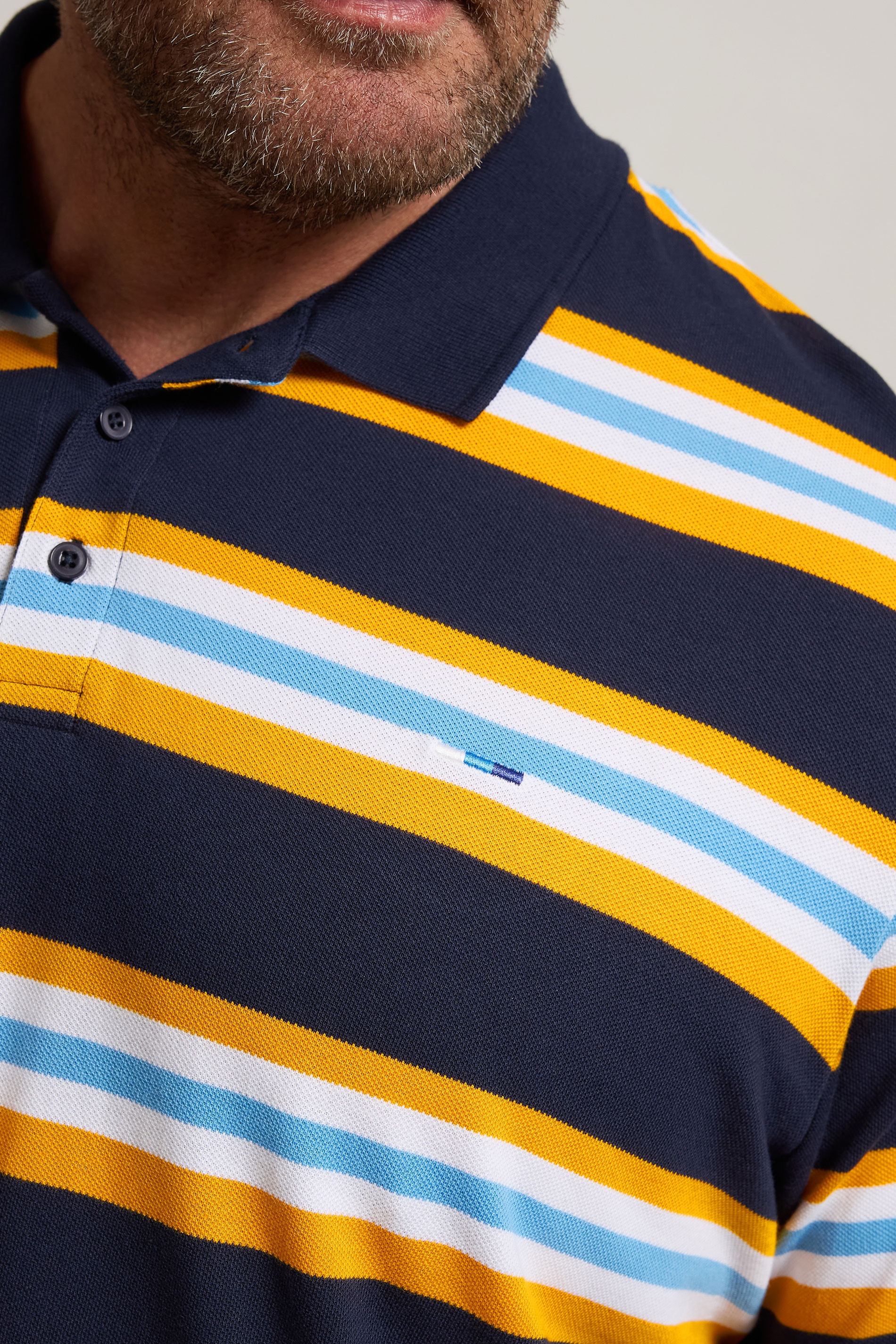 BadRhino Big & Tall Navy Blue & Yellow Striped Polo Shirt | BadRhino 4