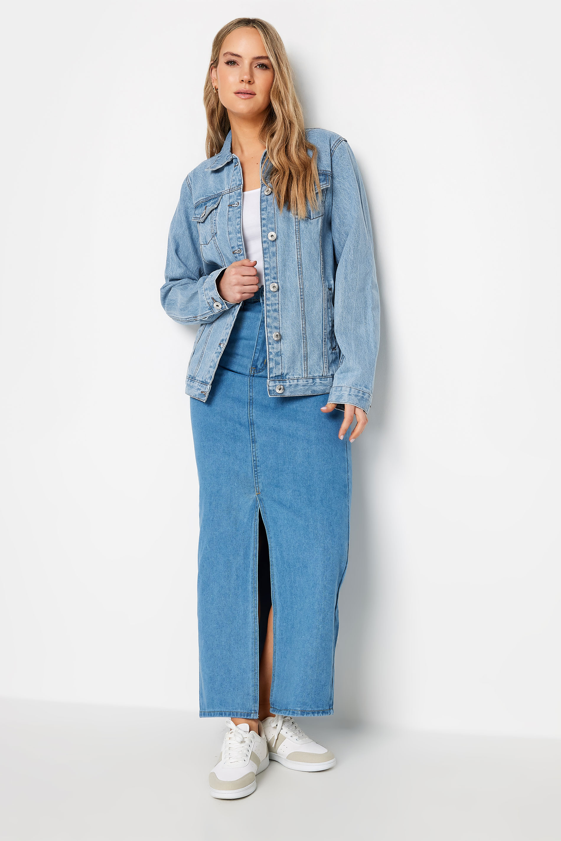 LTS Tall Womens Blue Mid Wash Denim Jacket | Long Tall Sally 5