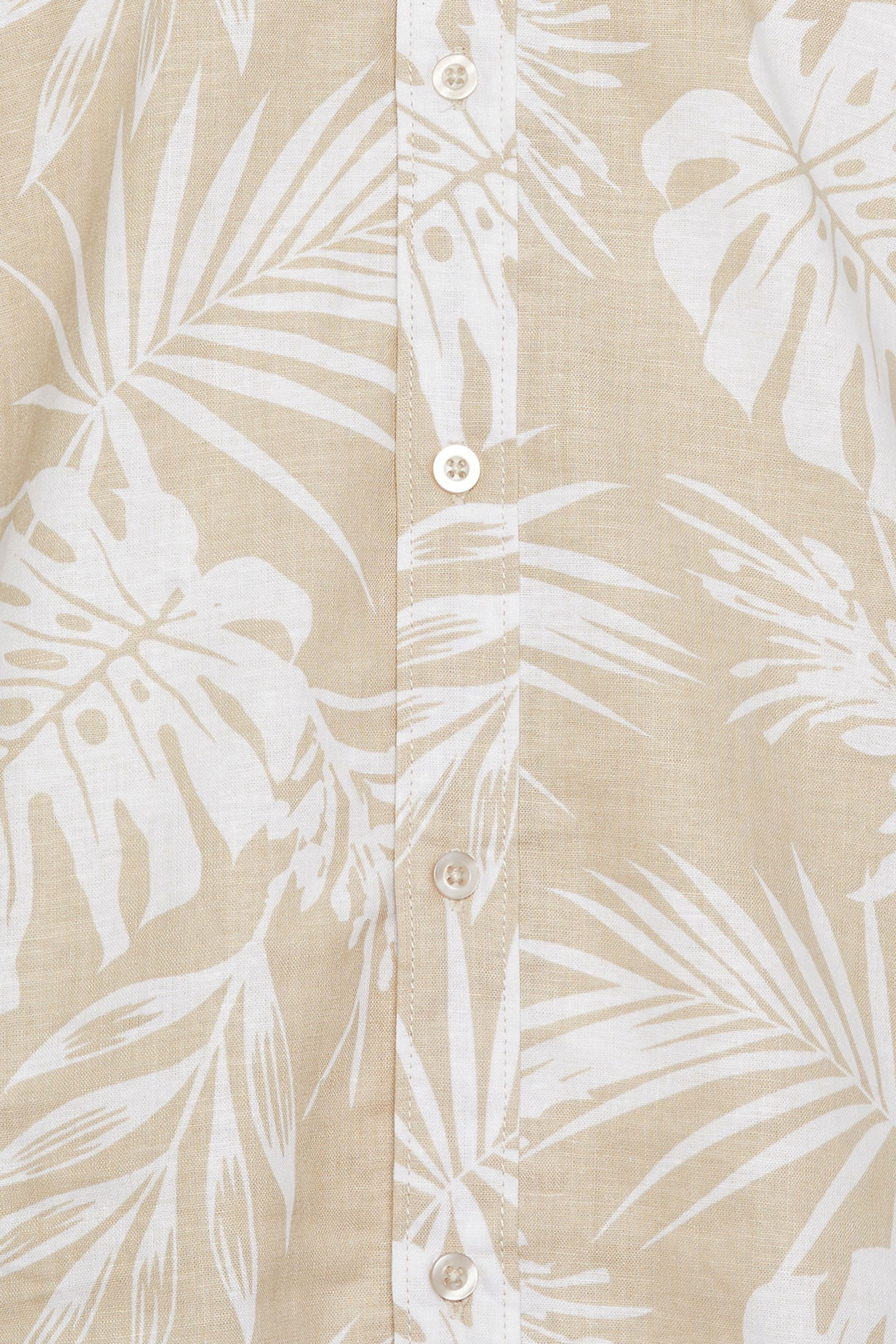 BadRhino Big & Tall Neutral Brown Tropical Print Short Sleeve Linen Shirt | BadRhino 3