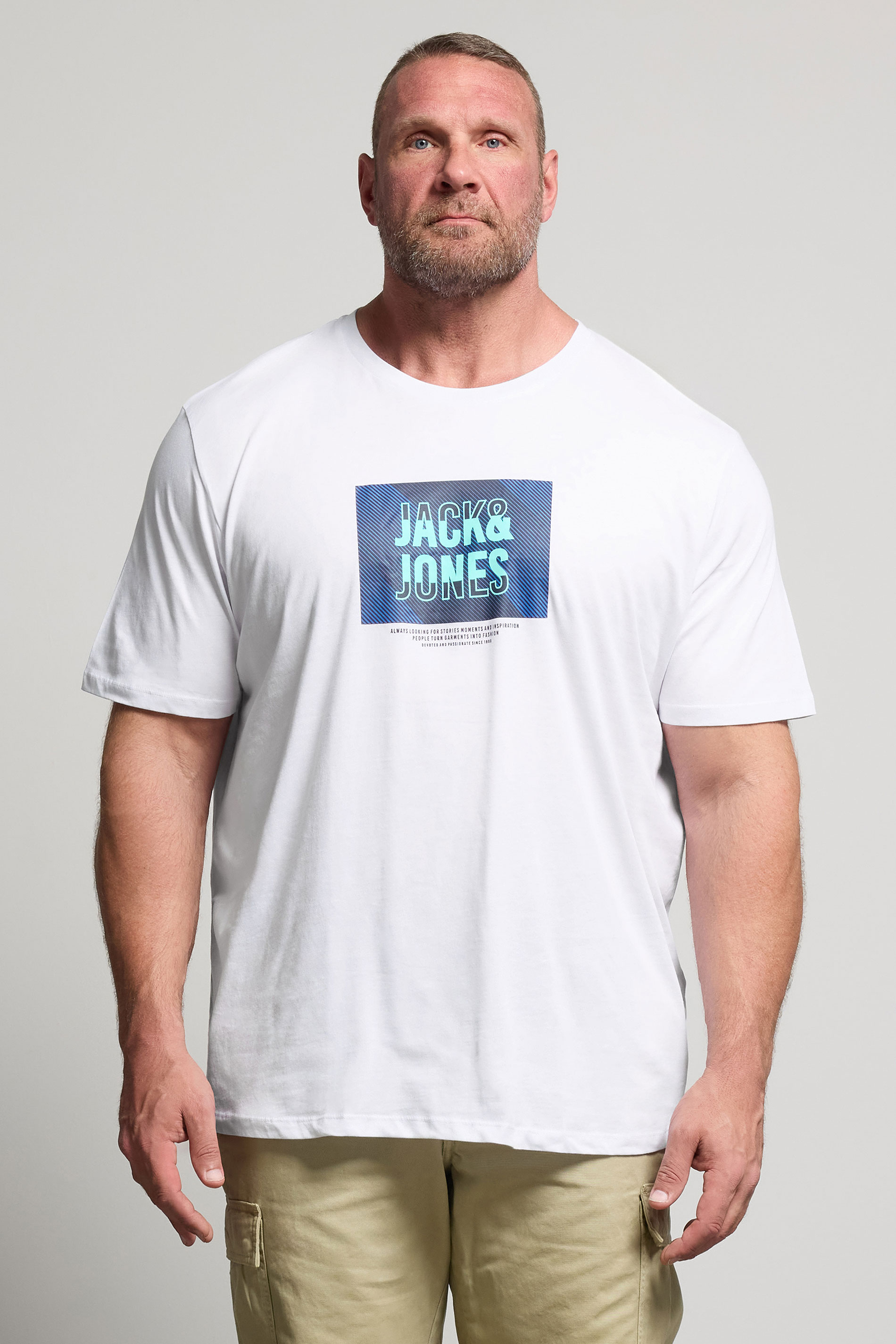 JACK & JONES Big & Tall White Hudson T-Shirt | BadRhino 1