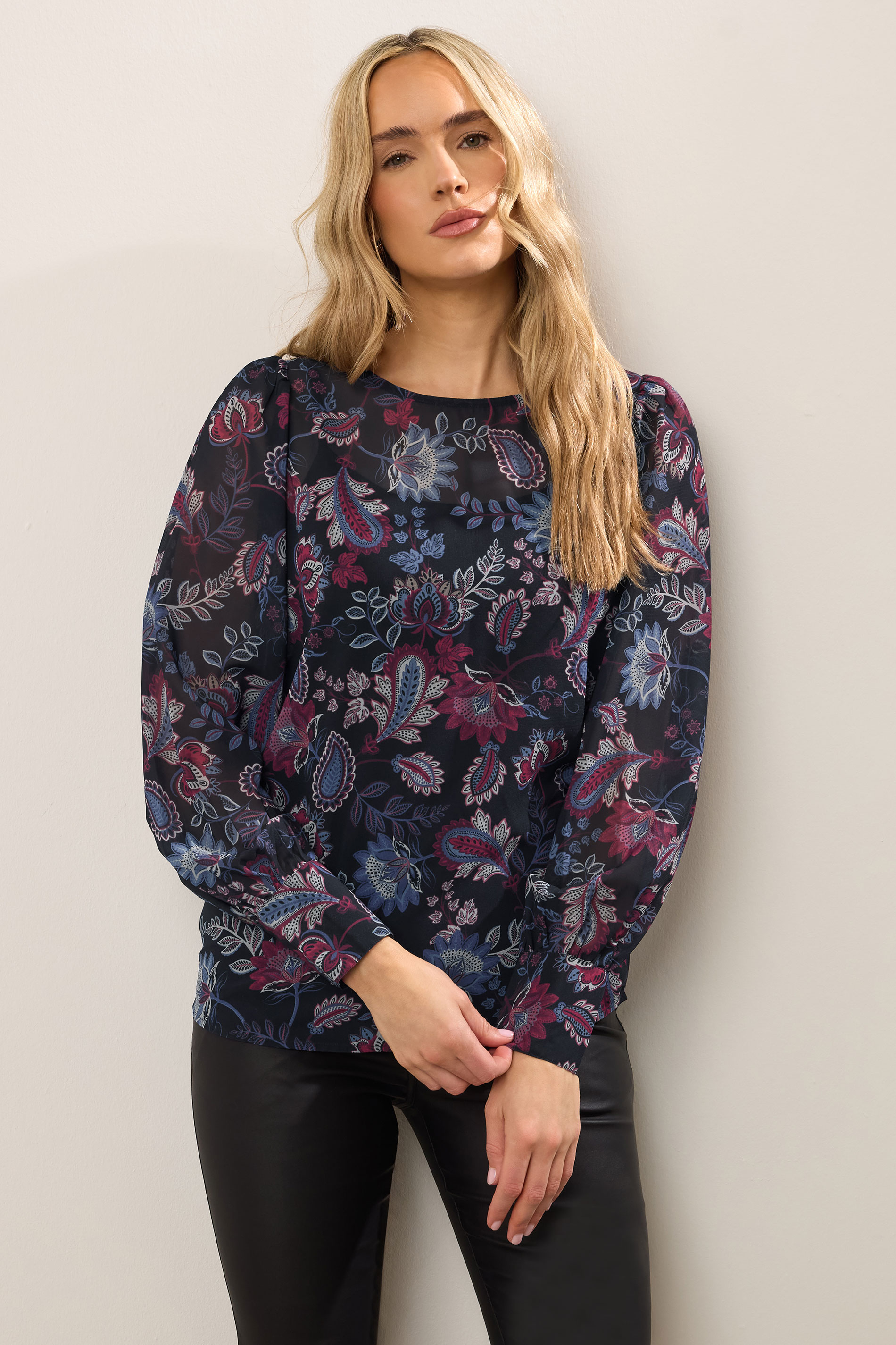 LTS Tall Purple Paisley Sheer Blouse | Long Tall Sally 1