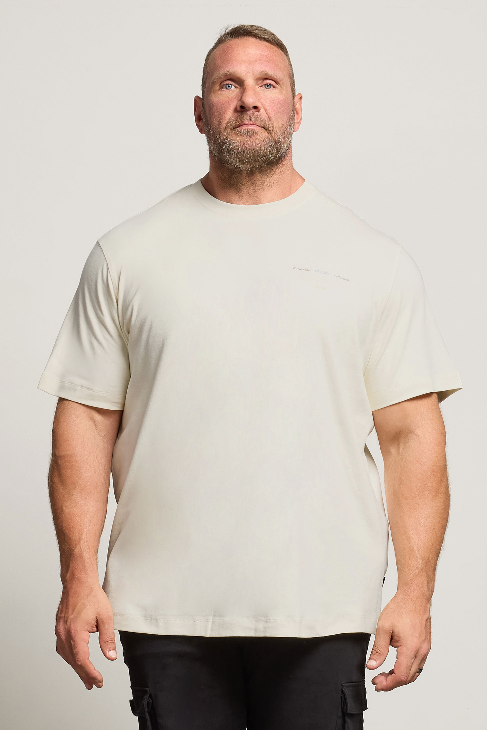 JACK & JONES Big & Tall Antique White Studio Graphic T-Shirt | BadRhino 1