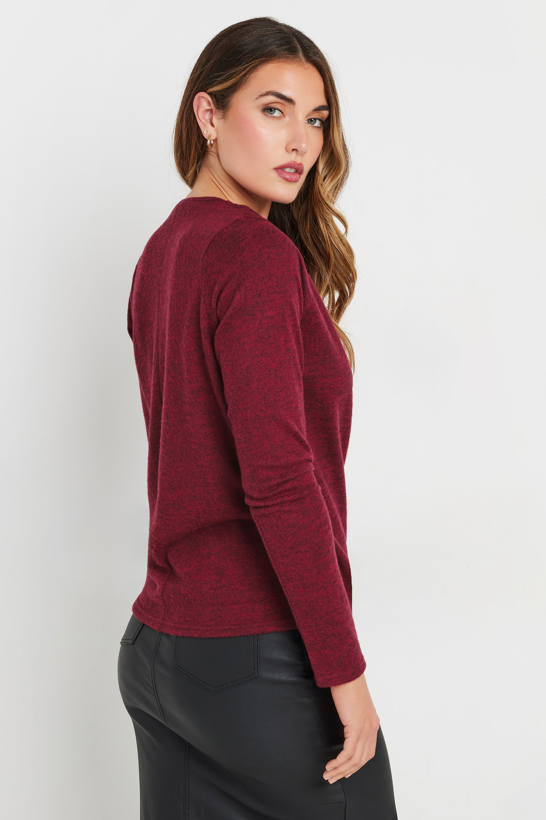 LTS Tall Burgundy Red Soft Touch Wrap Top | Long Tall Sally 2
