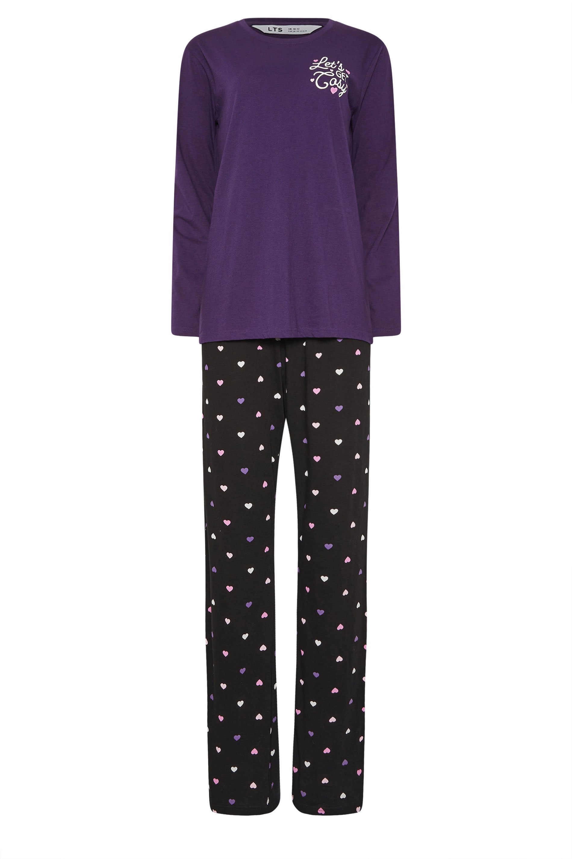 LTS Tall Purple 'Let's Get Cosy' Slogan Pyjama Set | Long Tall Sally 5
