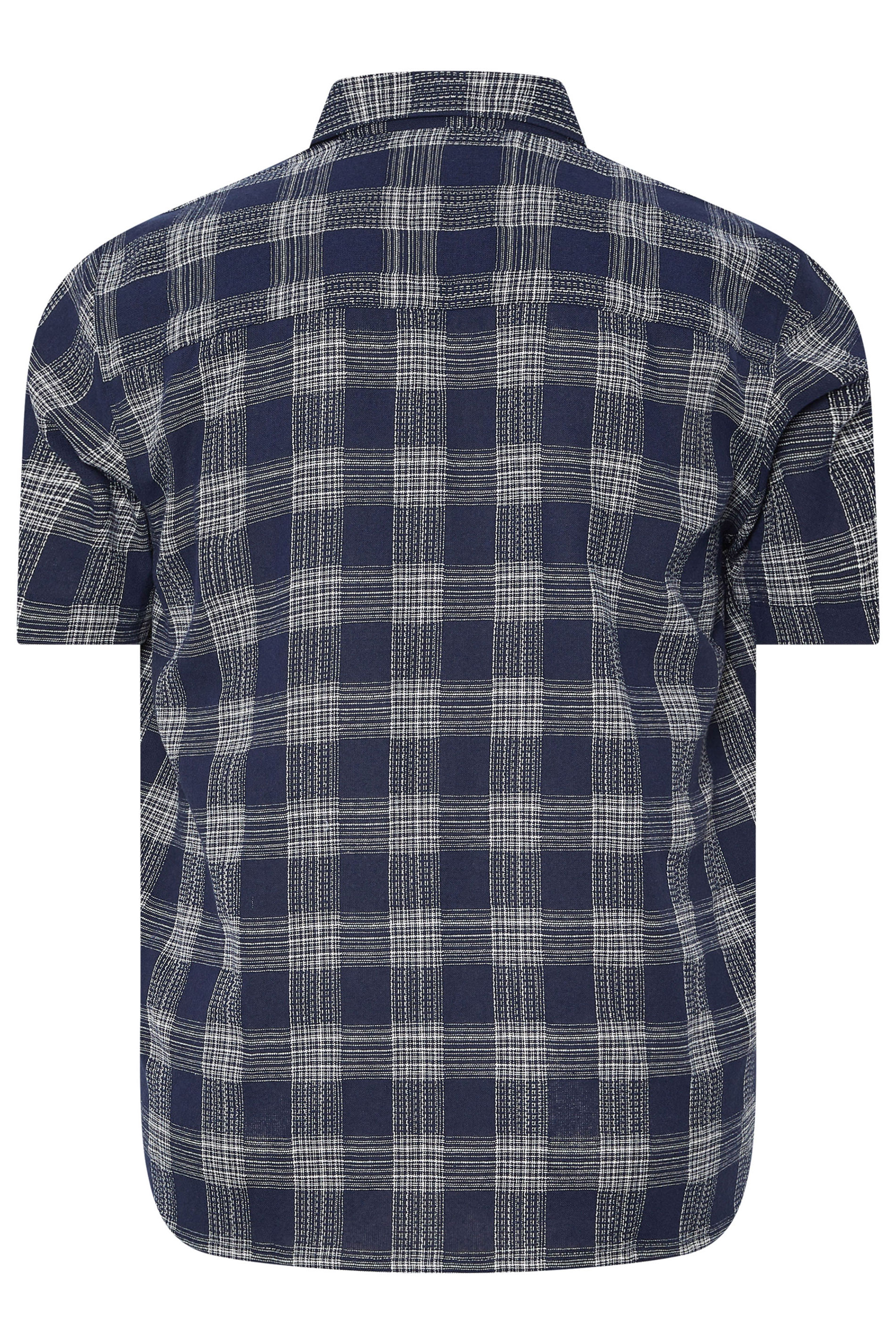 BadRhino Big & Tall Navy Blue Textured Check Print Shirt | BadRhino 8