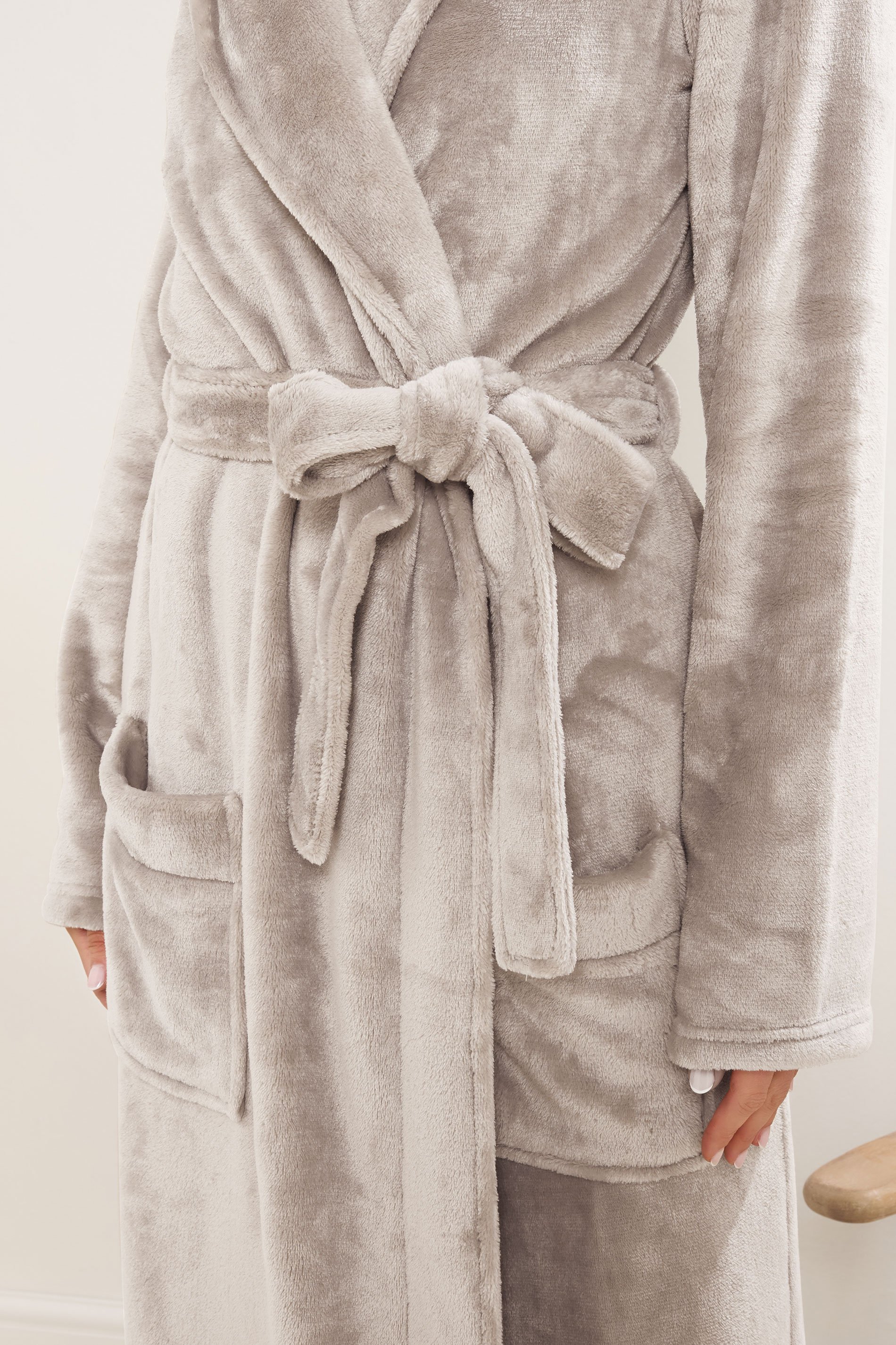 LTS Tall Stone Brown Super Luxe Maxi Dressing Gown | Long Tall Sally 4