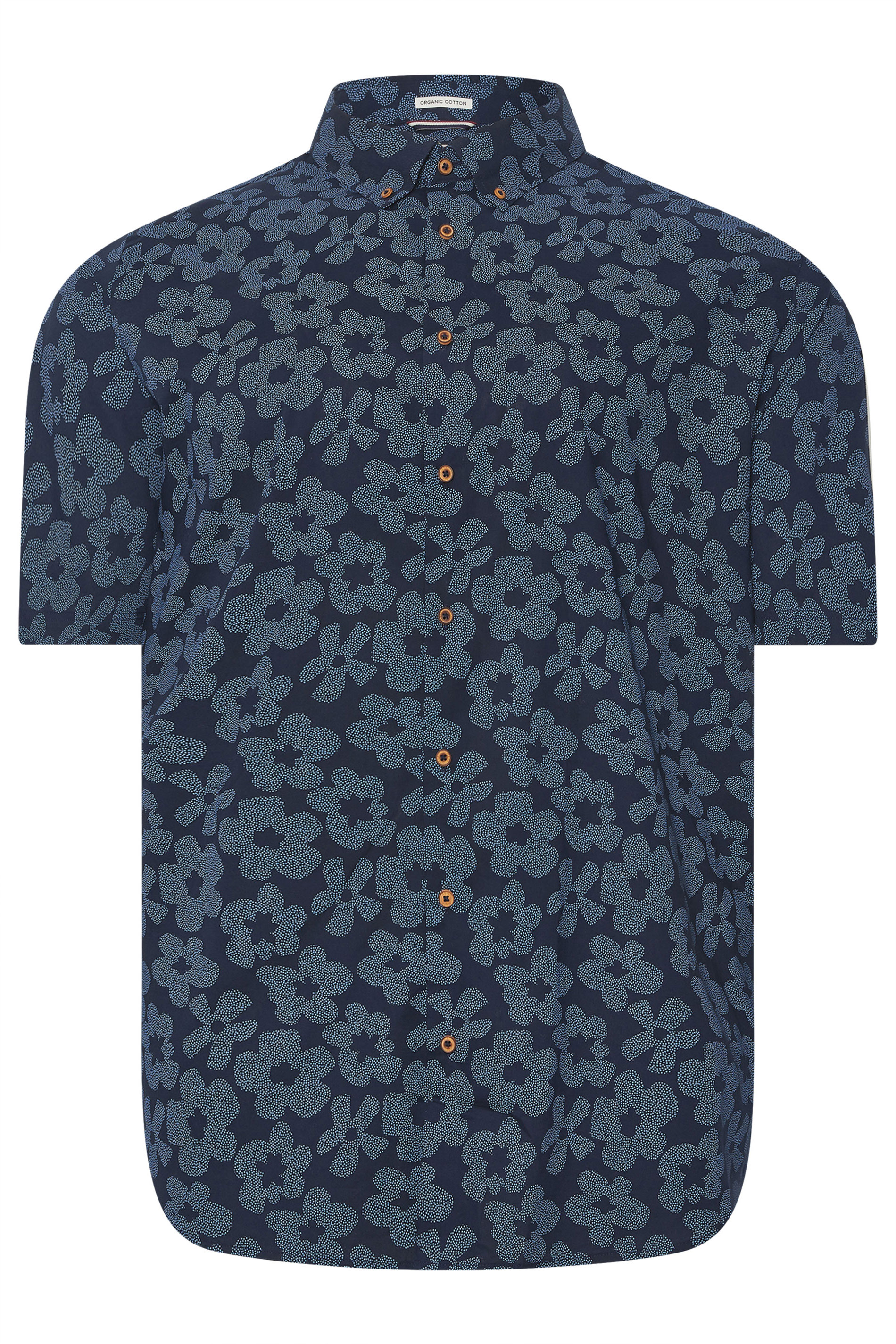 BEN SHERMAN Big & Tall Navy Blue Floral Button Through Shirt | BadRhino 3