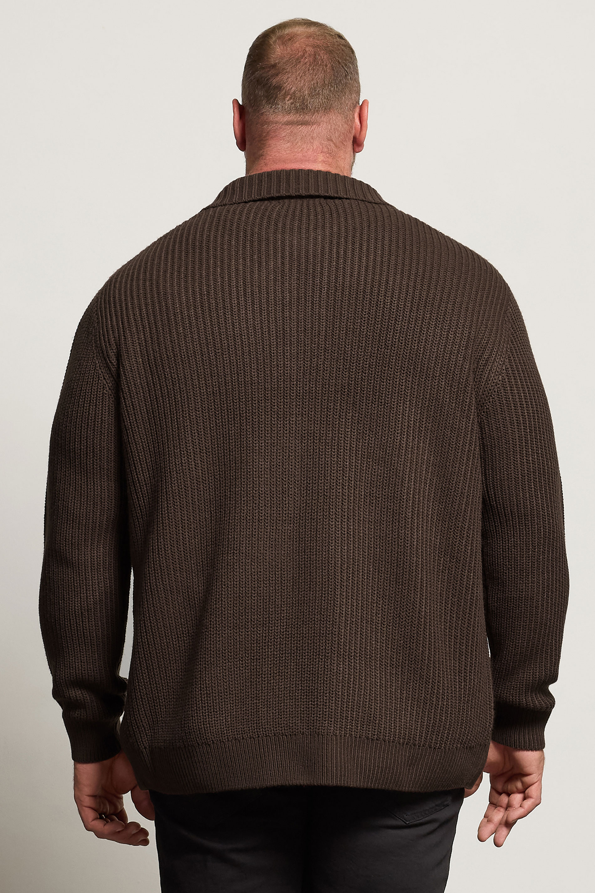 BadRhino Big & Tall Brown Long Sleeve Knitted Shirt | BadRhino 3