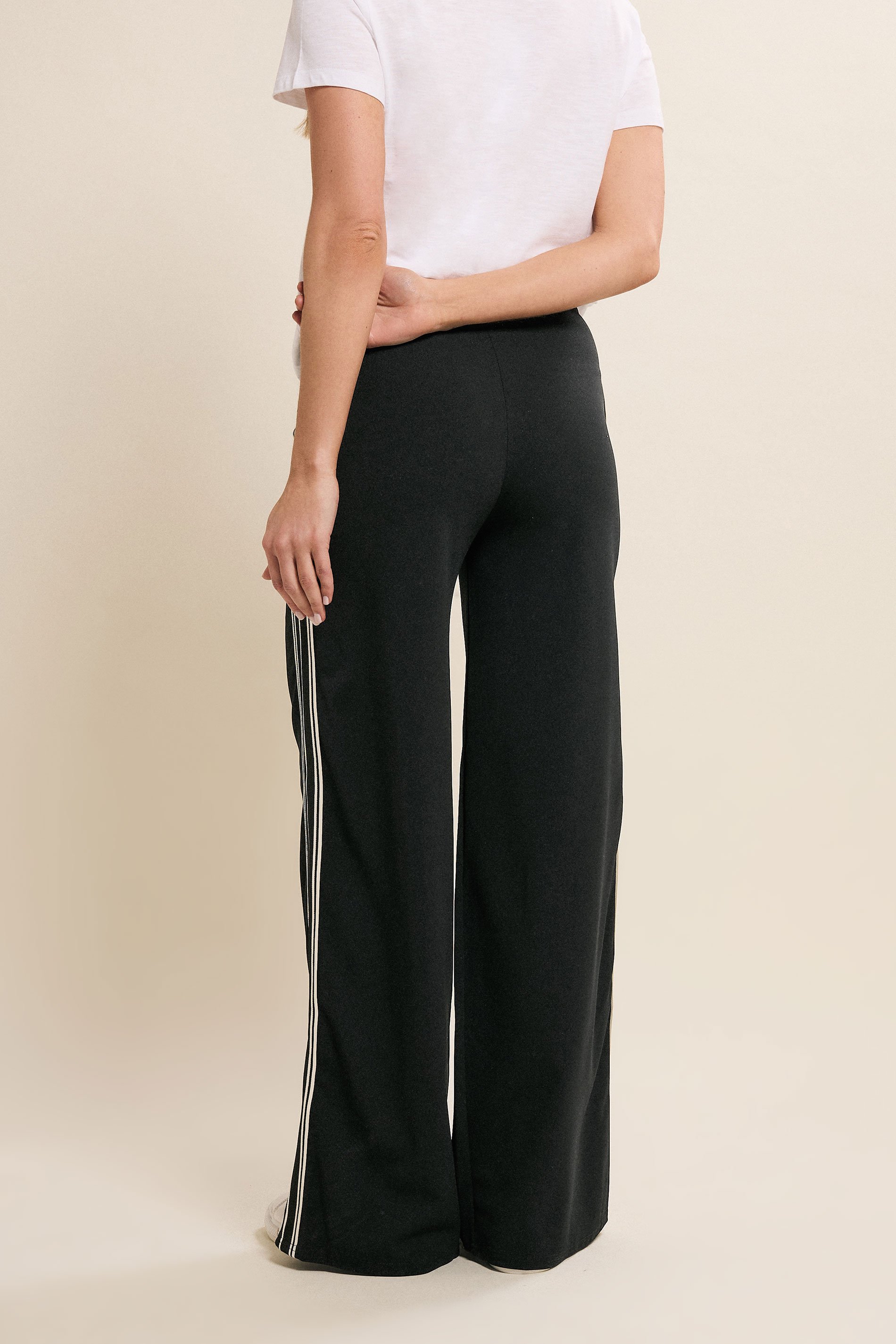 LTS Tall Women's Black & White Side Stripe Wide Leg Trousers | Long Tall Sally 4