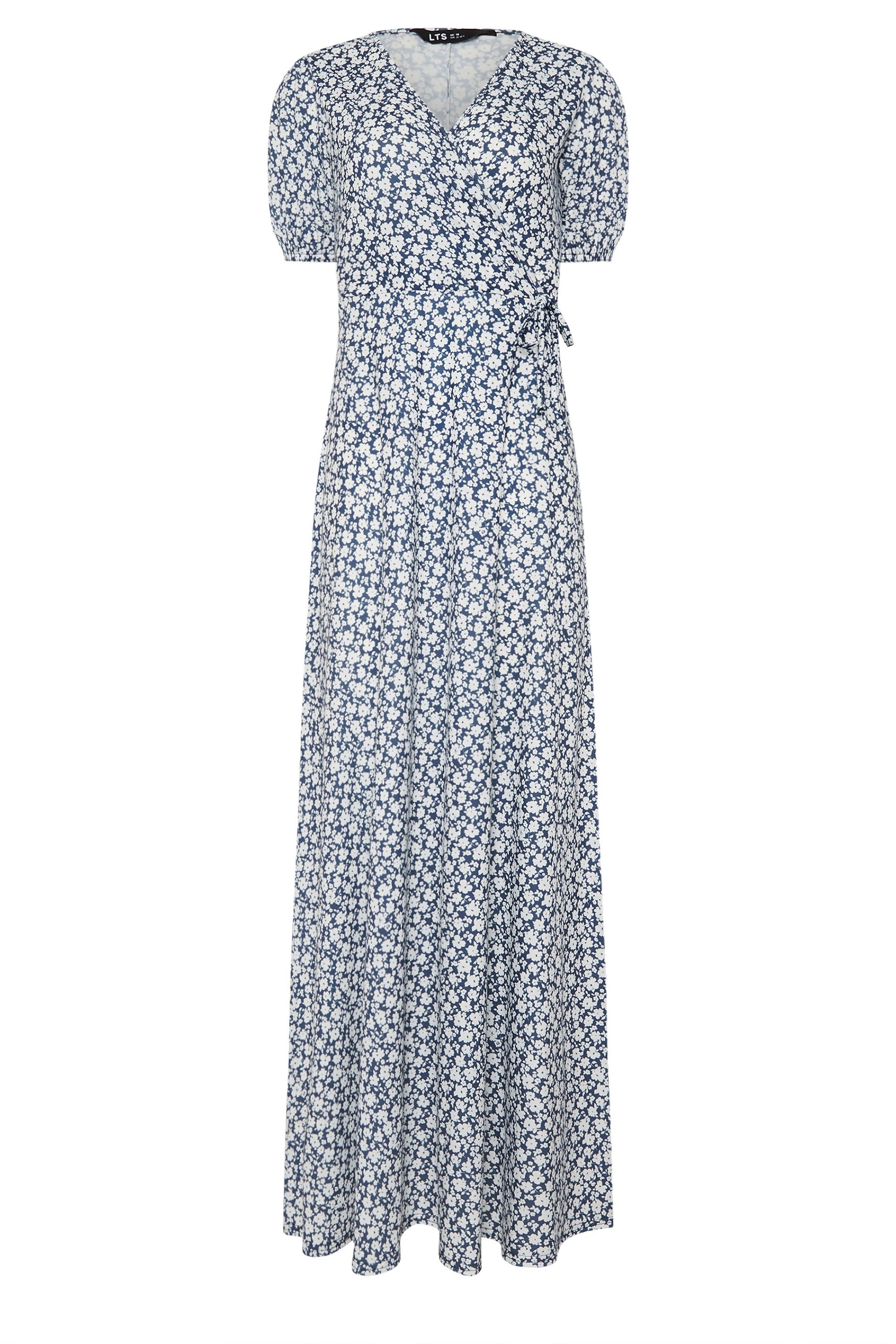 LTS Tall Navy Blue Ditsy Floral Print Wrap Maxi Dress | Long Tall Sally 5