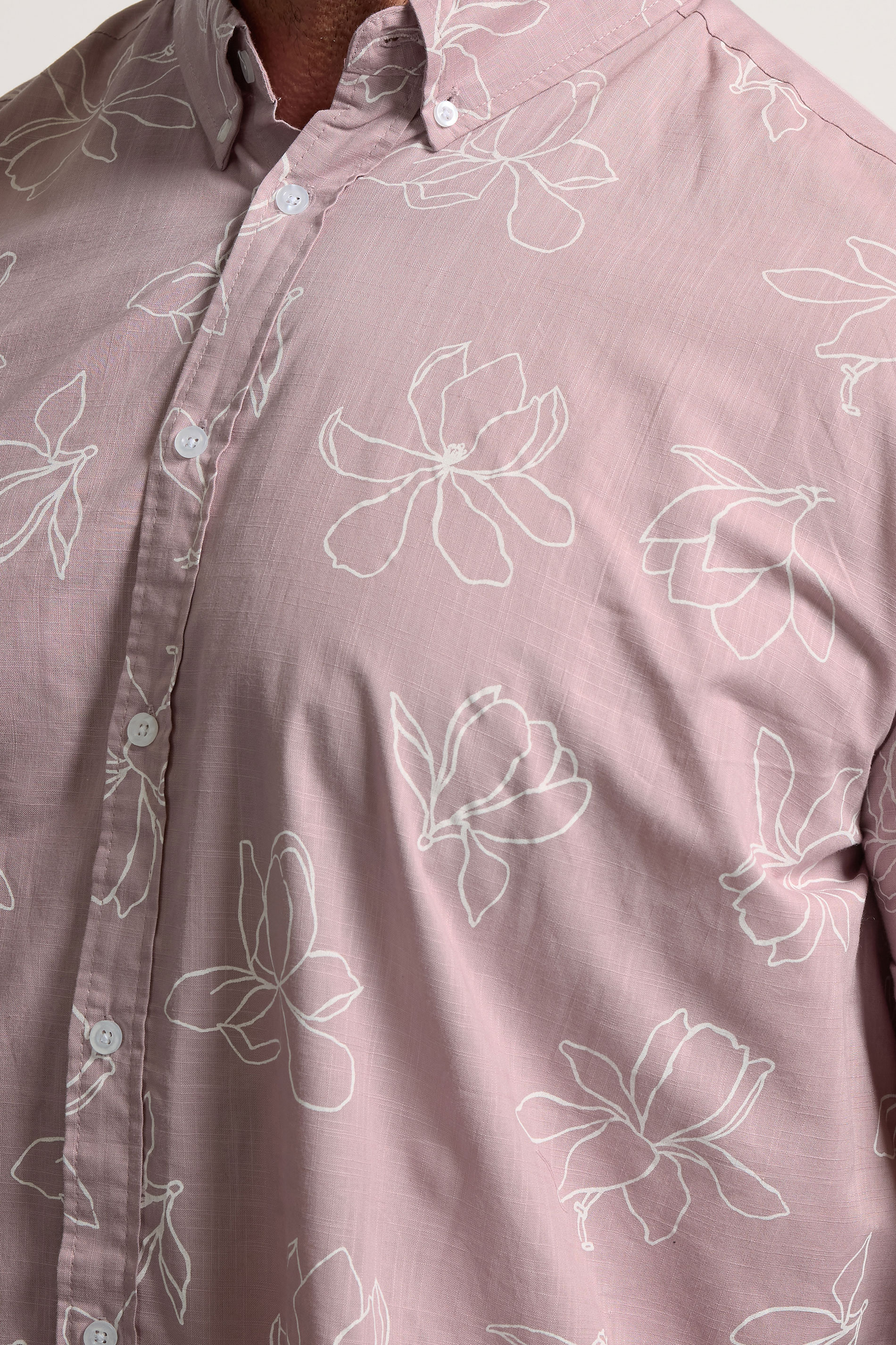 BadRhino Big & Tall Pink Linear Floral Slub Shirt | BadRhino 5