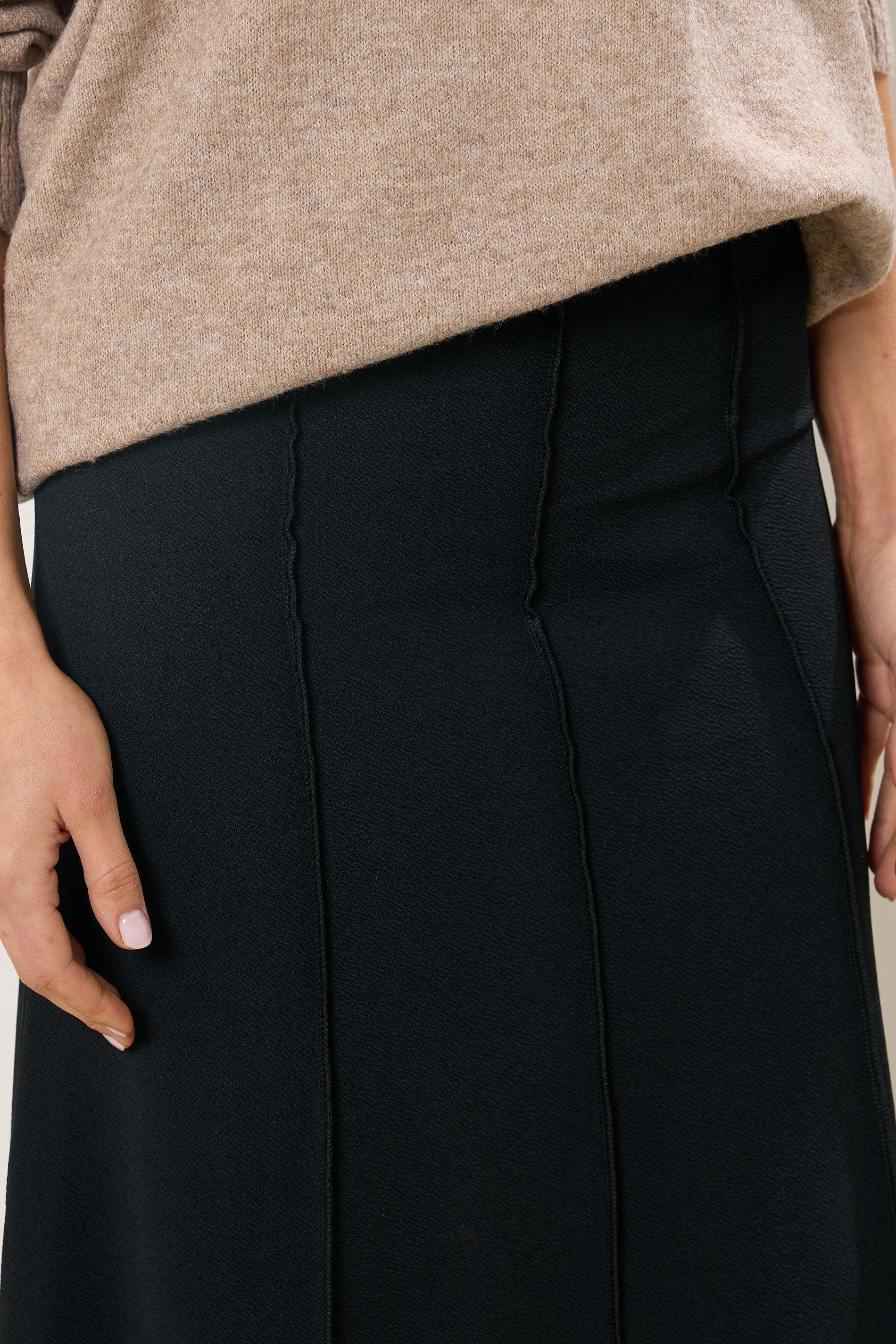 LTS Tall Women's Black Seam Front Flared Maxi Skirt | Long Tall Sally 4