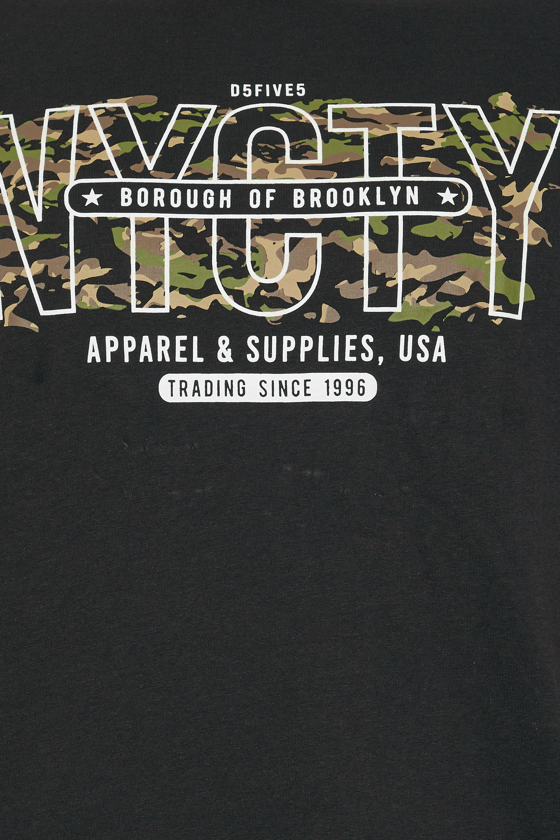 D555 Big & Tall Black 'NYCTY' Camo Graphic Print Tee | BadRhino 2