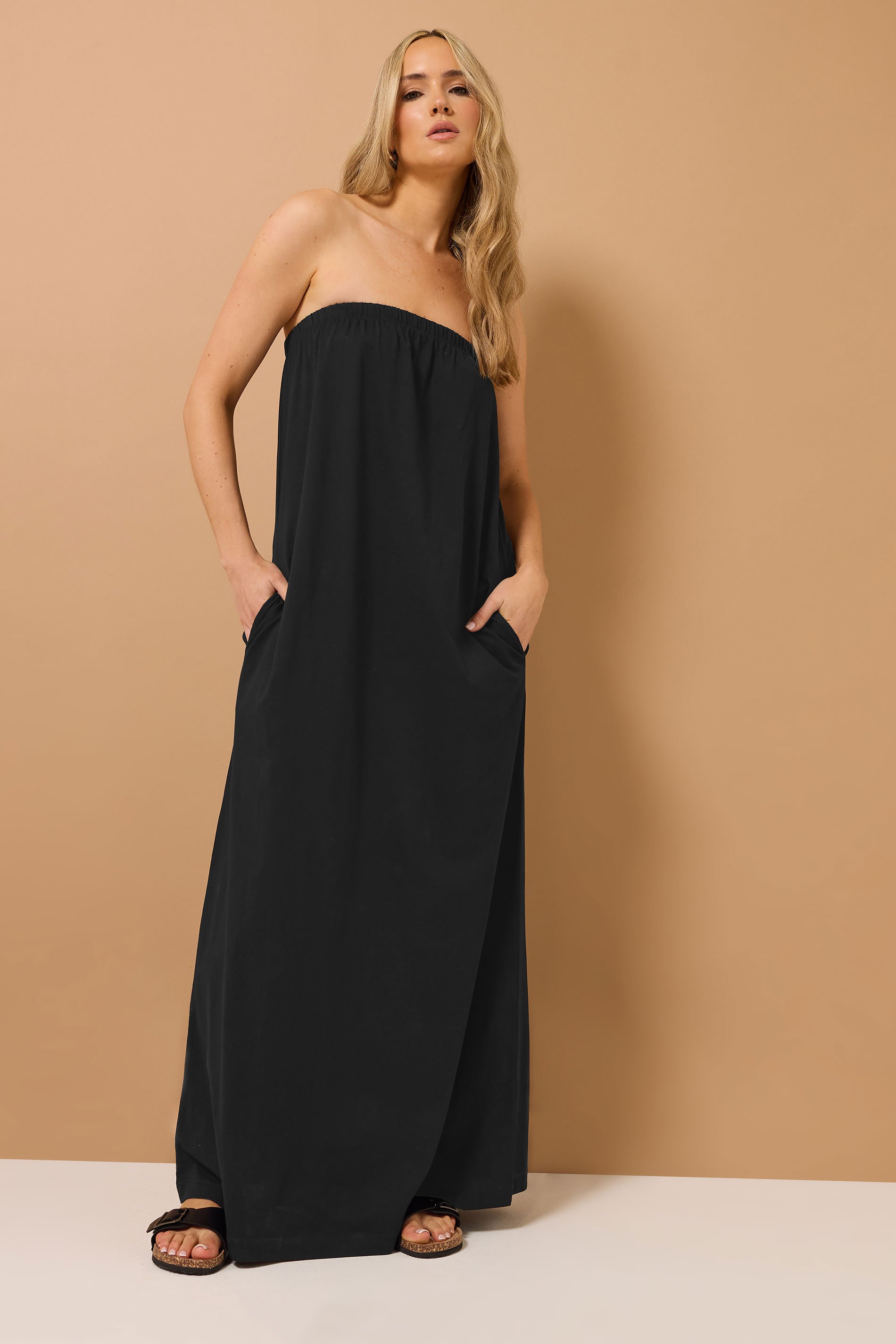 LTS Tall Black Jersey Bandeau Maxi Dress | Long Tall Sally 3