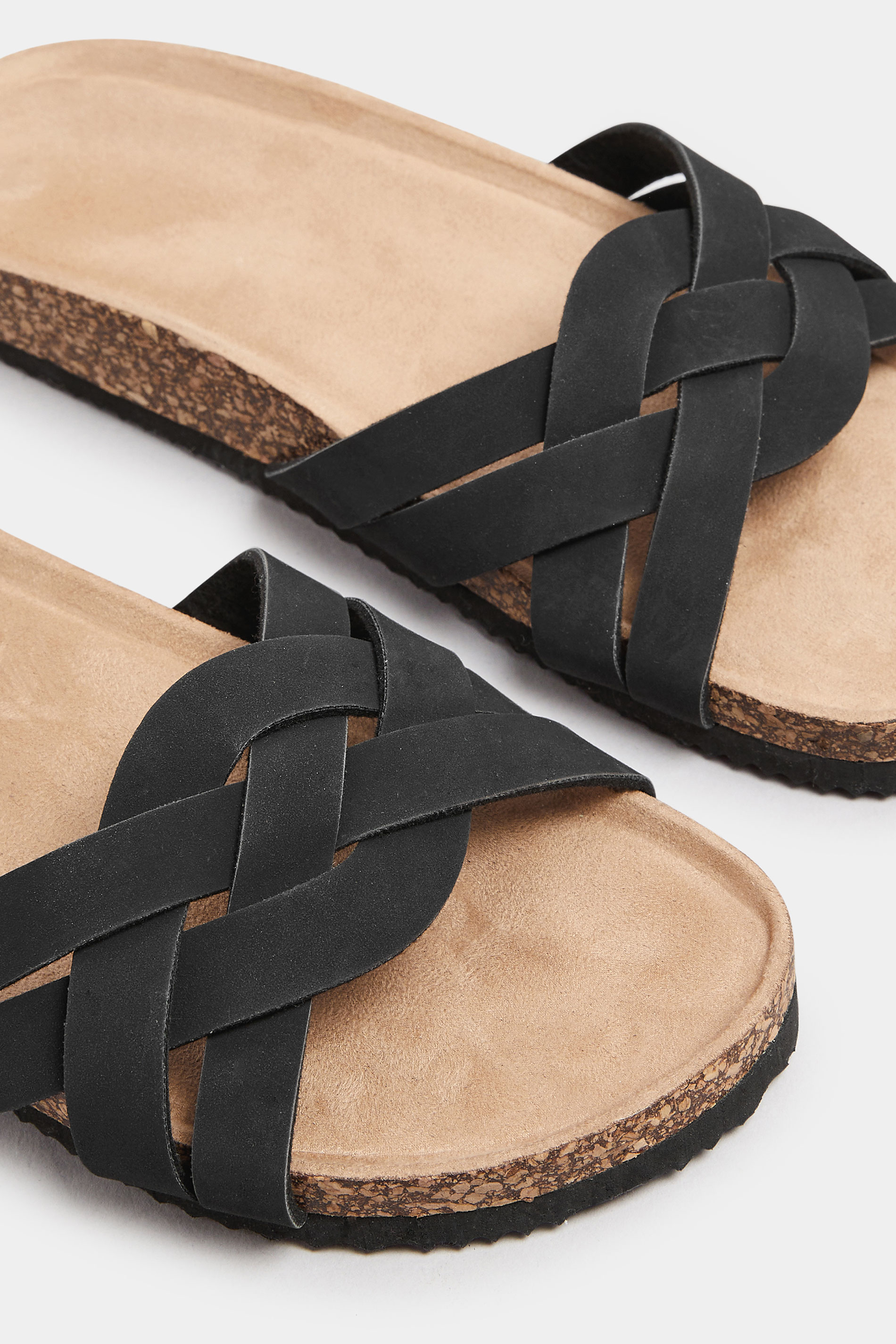 Black Woven Sandals In Extra Wide EEE Fit | Yours Clothing 5