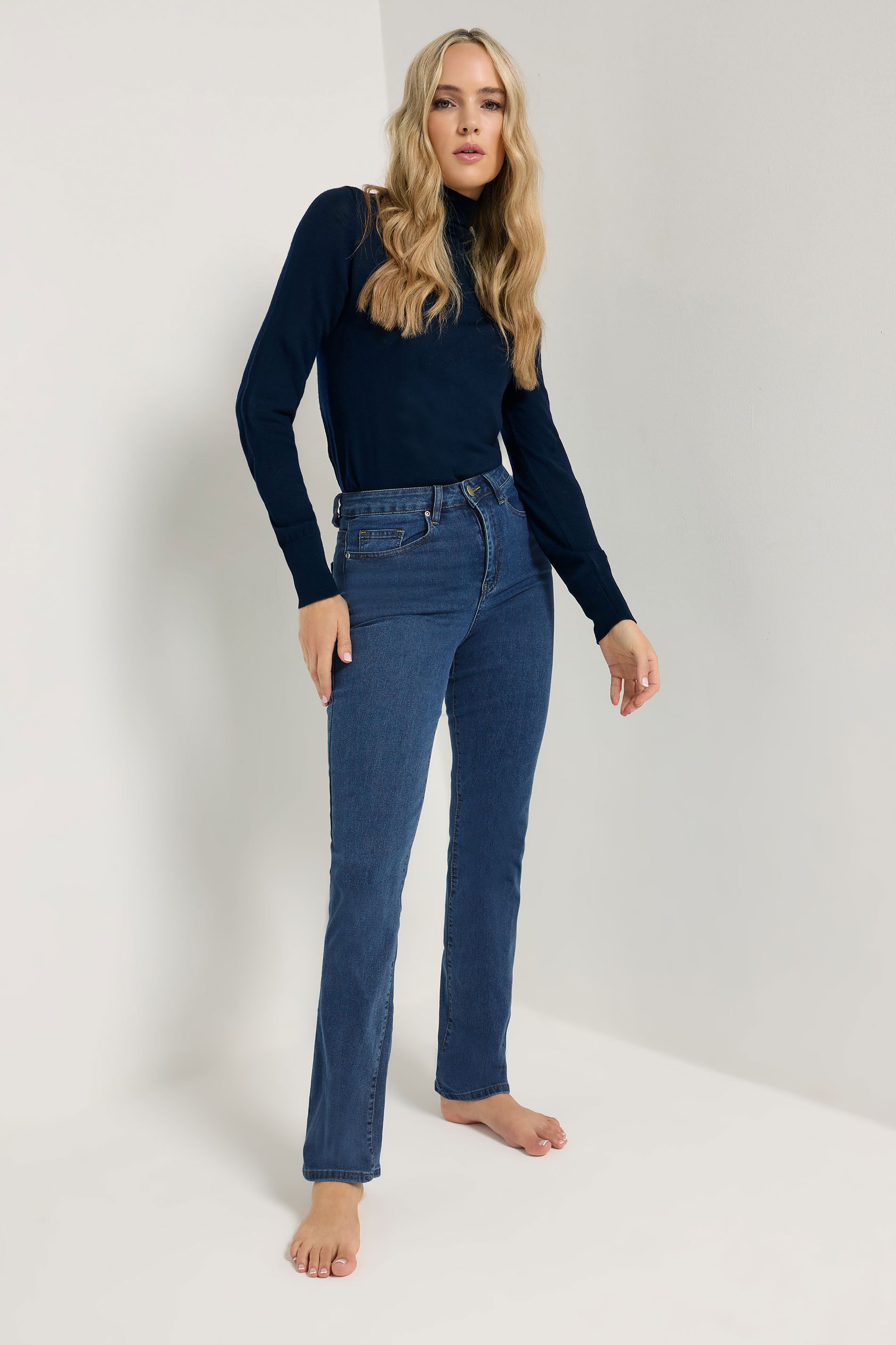 LTS Tall Dark Blue Stretch Straight Leg Jeans | Long Tall Sally  1