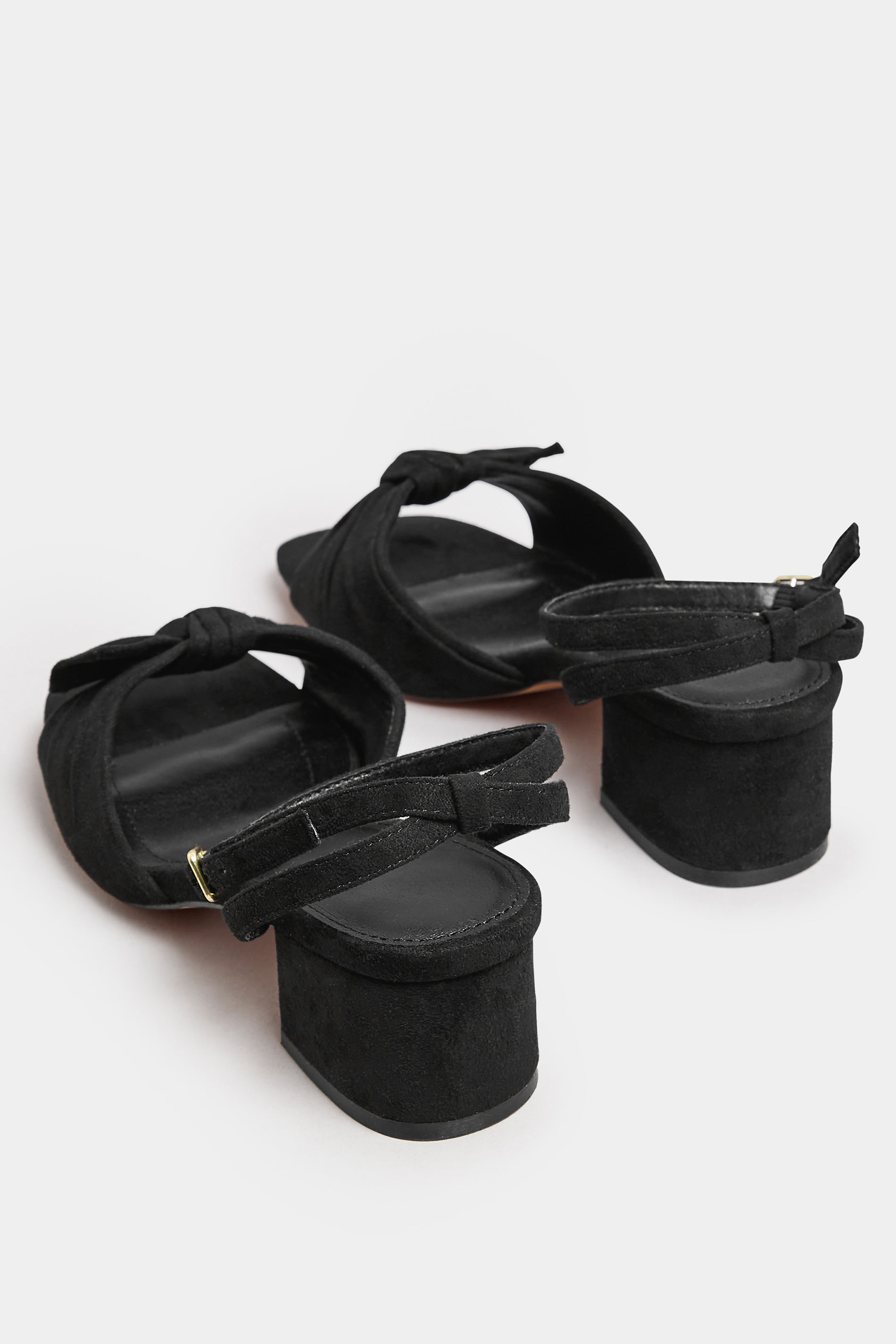 Black Faux Suede Bow Front Block Heels In Wide E Fit & Extra Wide EEE Fit | Yours Clothing 4