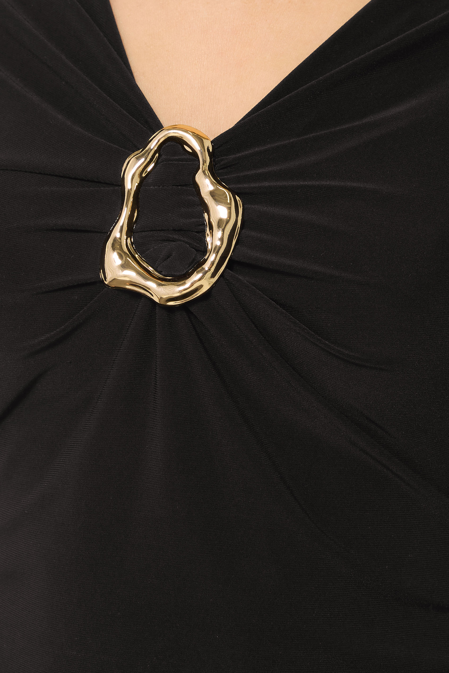 LTS Tall Black Ruched Buckle Top | Long Tall Sally 5