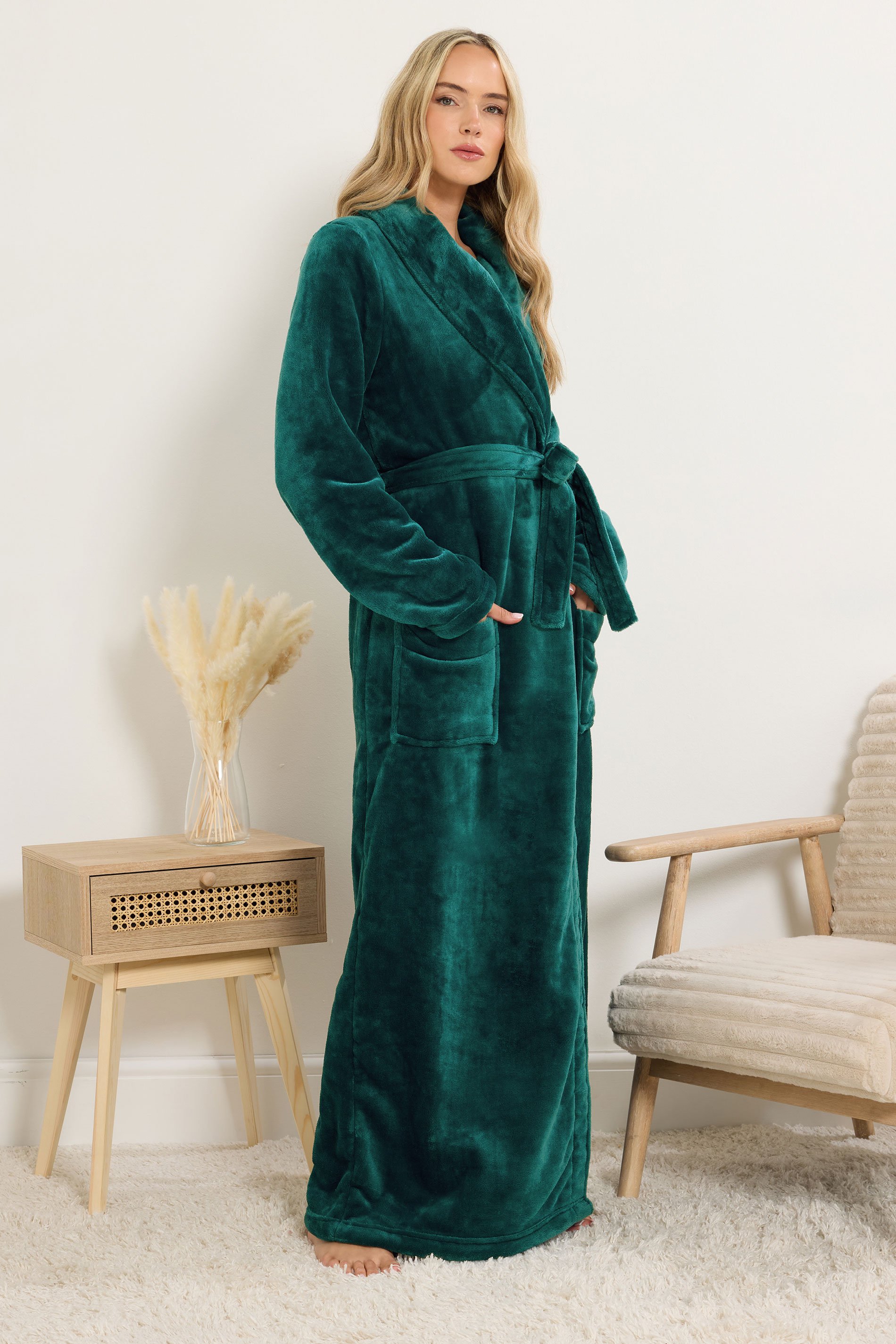 LTS Tall Teal Green Super Luxe Maxi Dressing Gown | Long Tall Sally 1