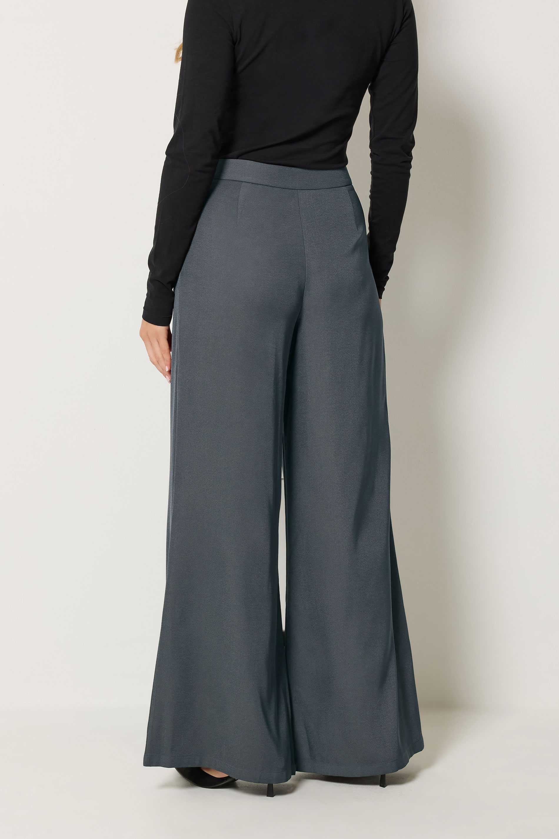 LTS Tall Women's Grey Pleat Front Wide Leg Trousers | Long Tall Sally 2