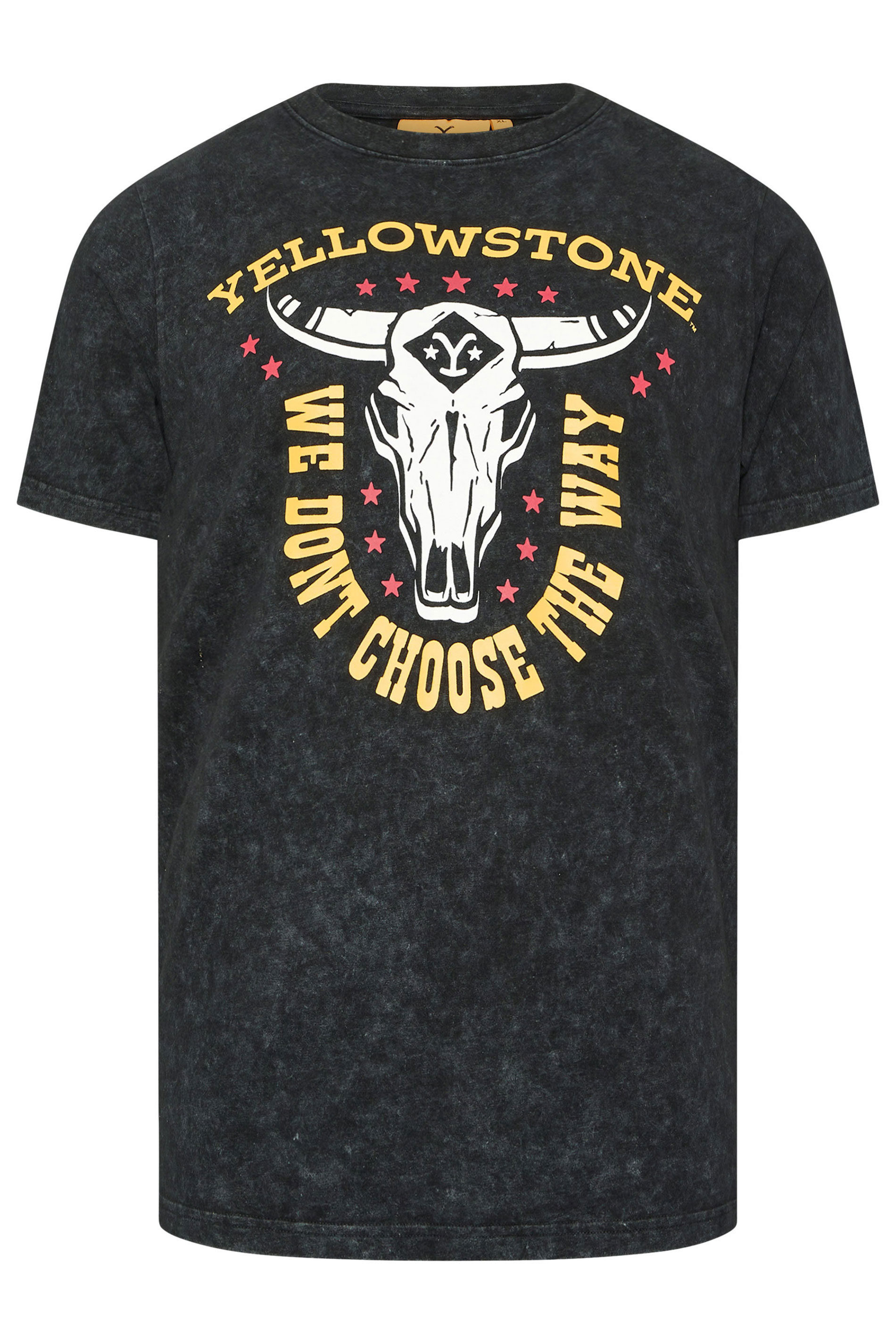 BadRhino Big & Tall Black Acid Wash Printed 'Yellowstone' T-Shirt | BadRhino 6