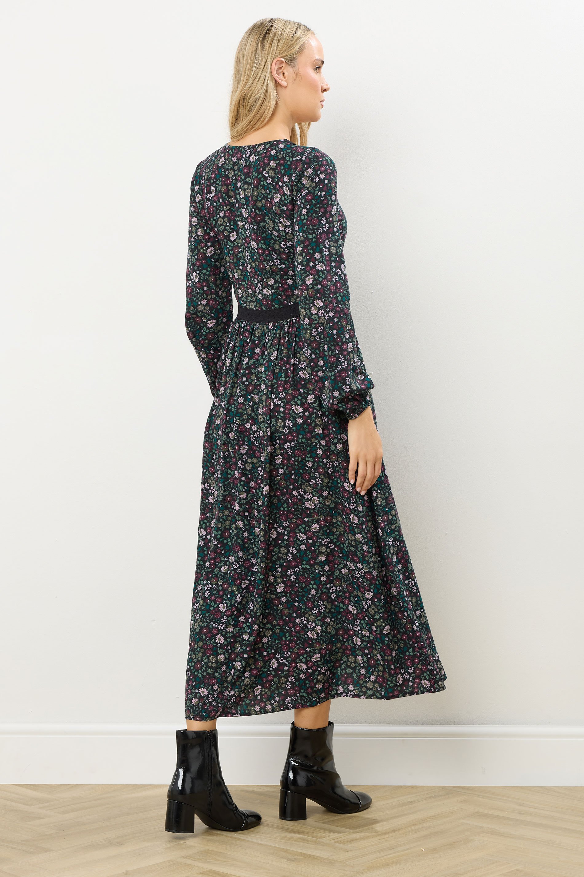 LTS Tall Dark Green Floral Lace Trim Maxi Dress | Long Tall Sally 3