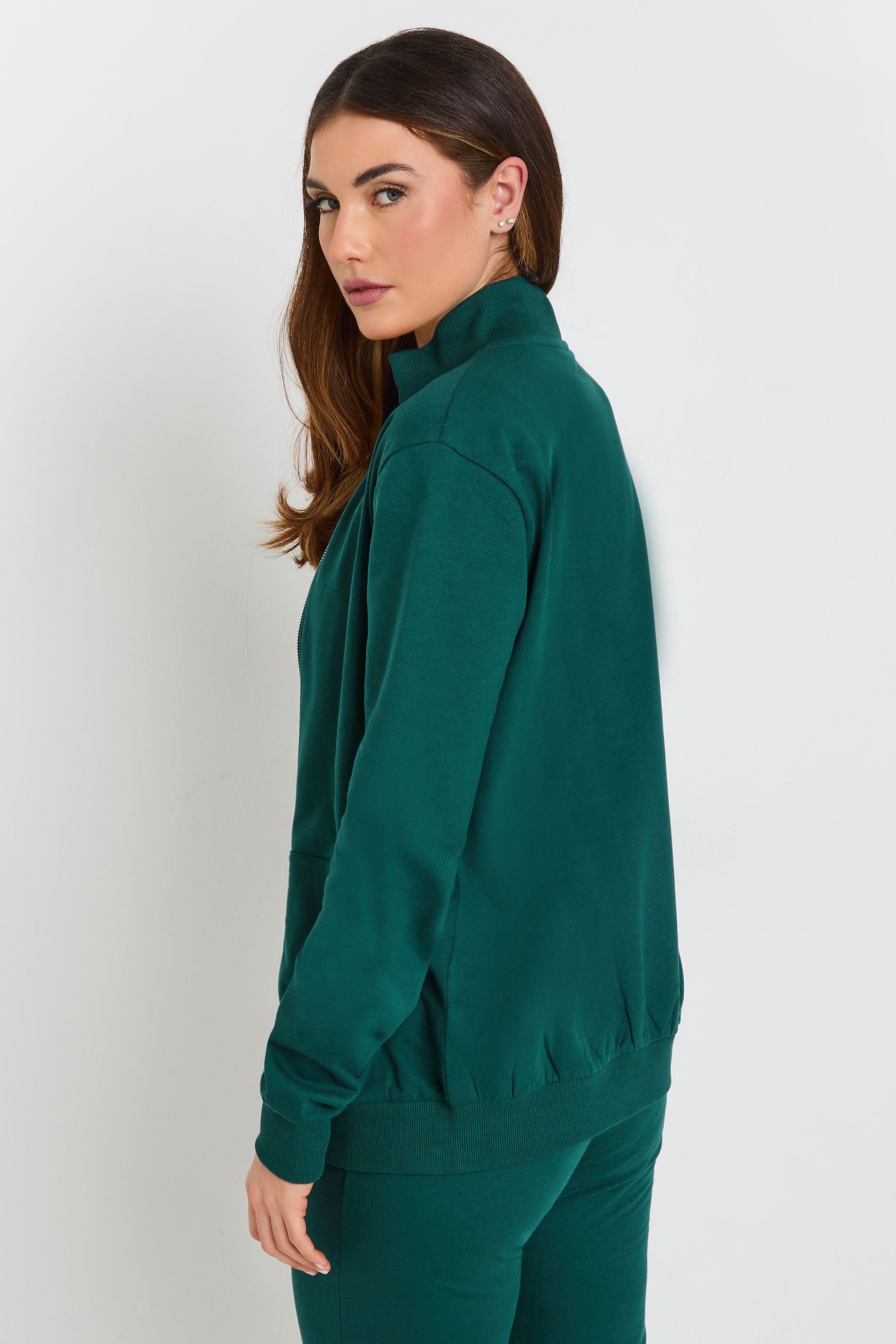 LTS Tall Green Jersey Funnel Zip Sweatshirt | Long Tall Sally 4