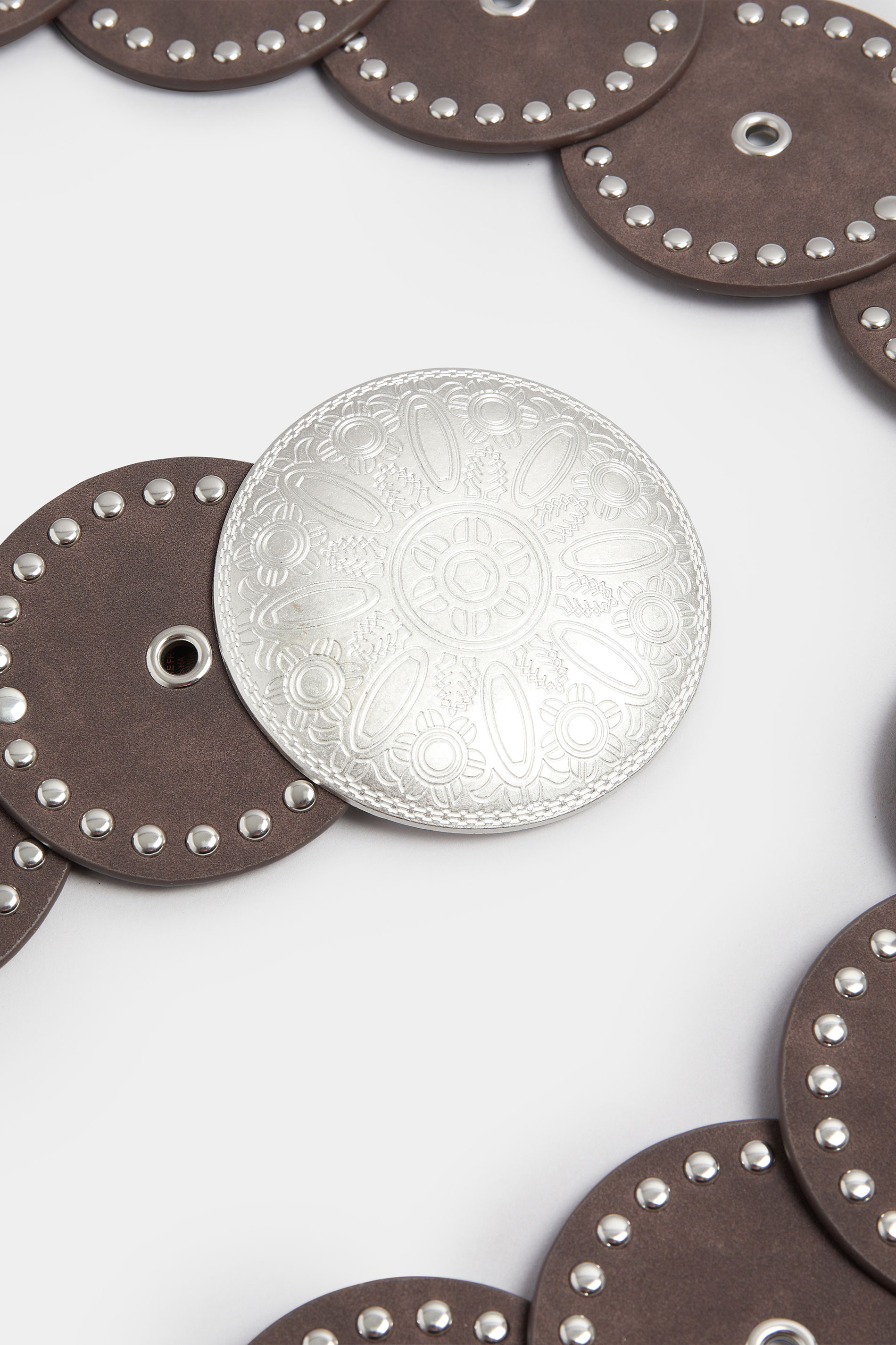 Brown Wide Disc Eyelet Belt | Yours Clothing 3