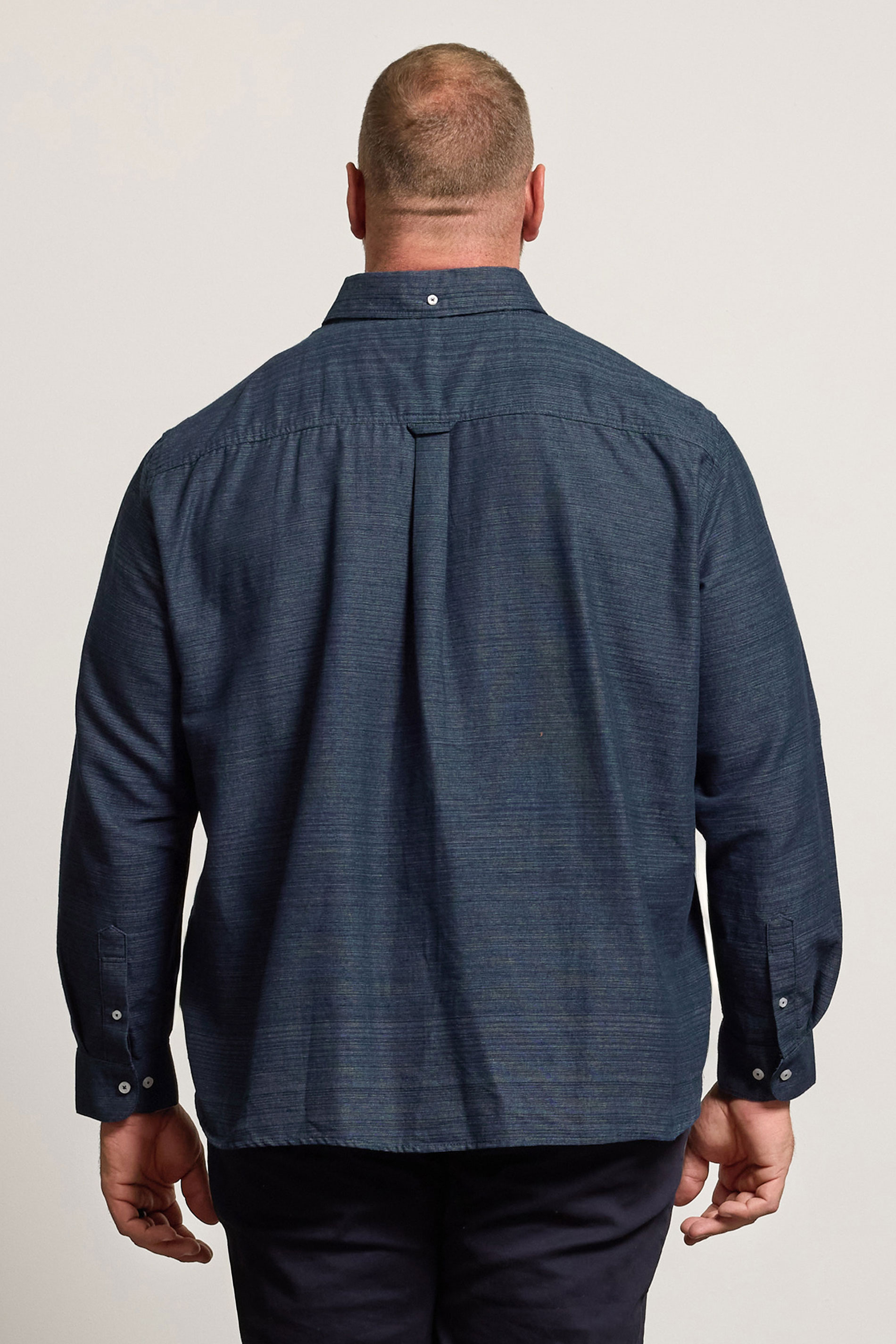 BadRhino Big & Tall Navy Blue Long Sleeve Slub Shirt | BadRhino 4
