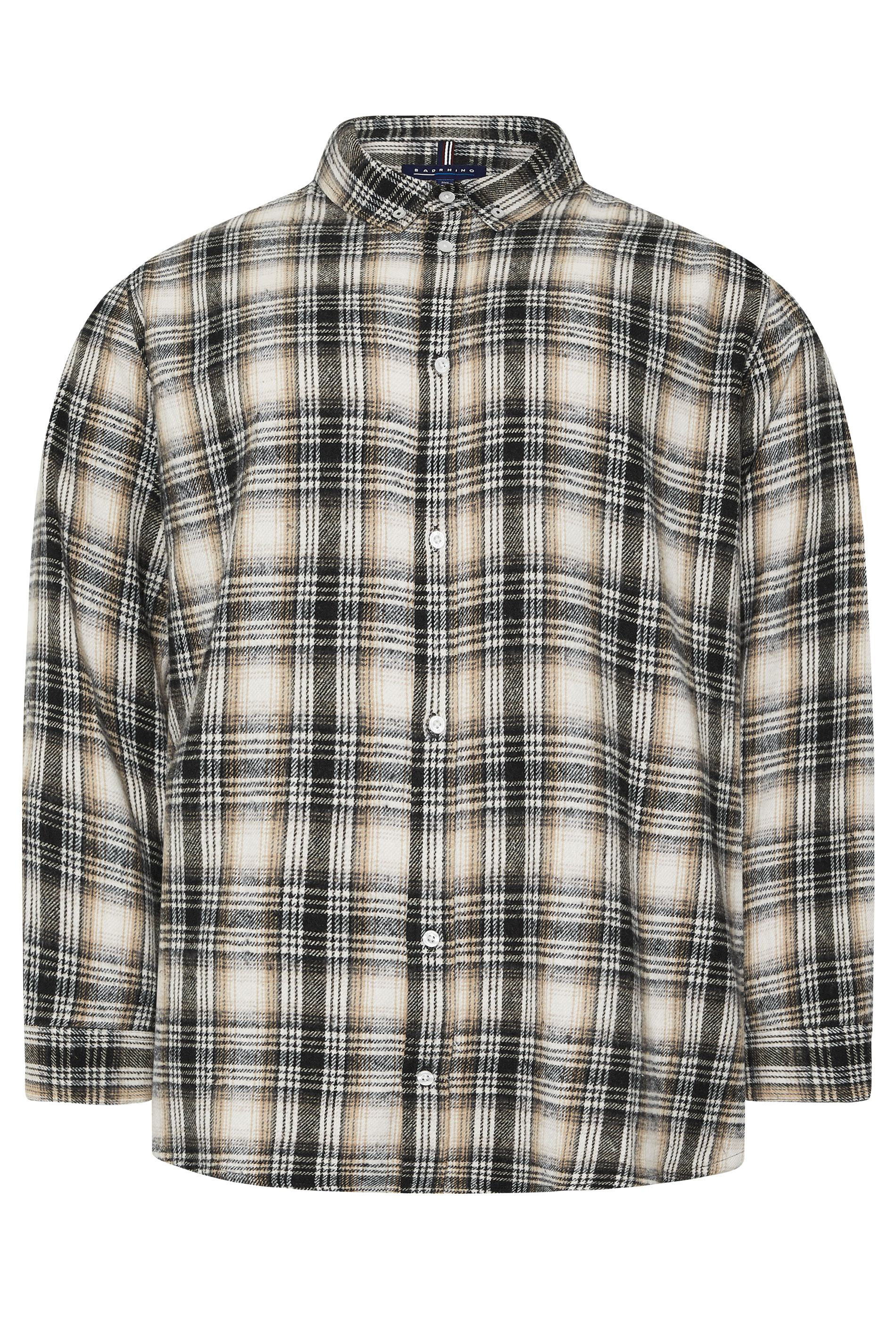 BadRhino Big & Tall Black & Tan Brown Brushed Checked Shirt | BadRhino 6
