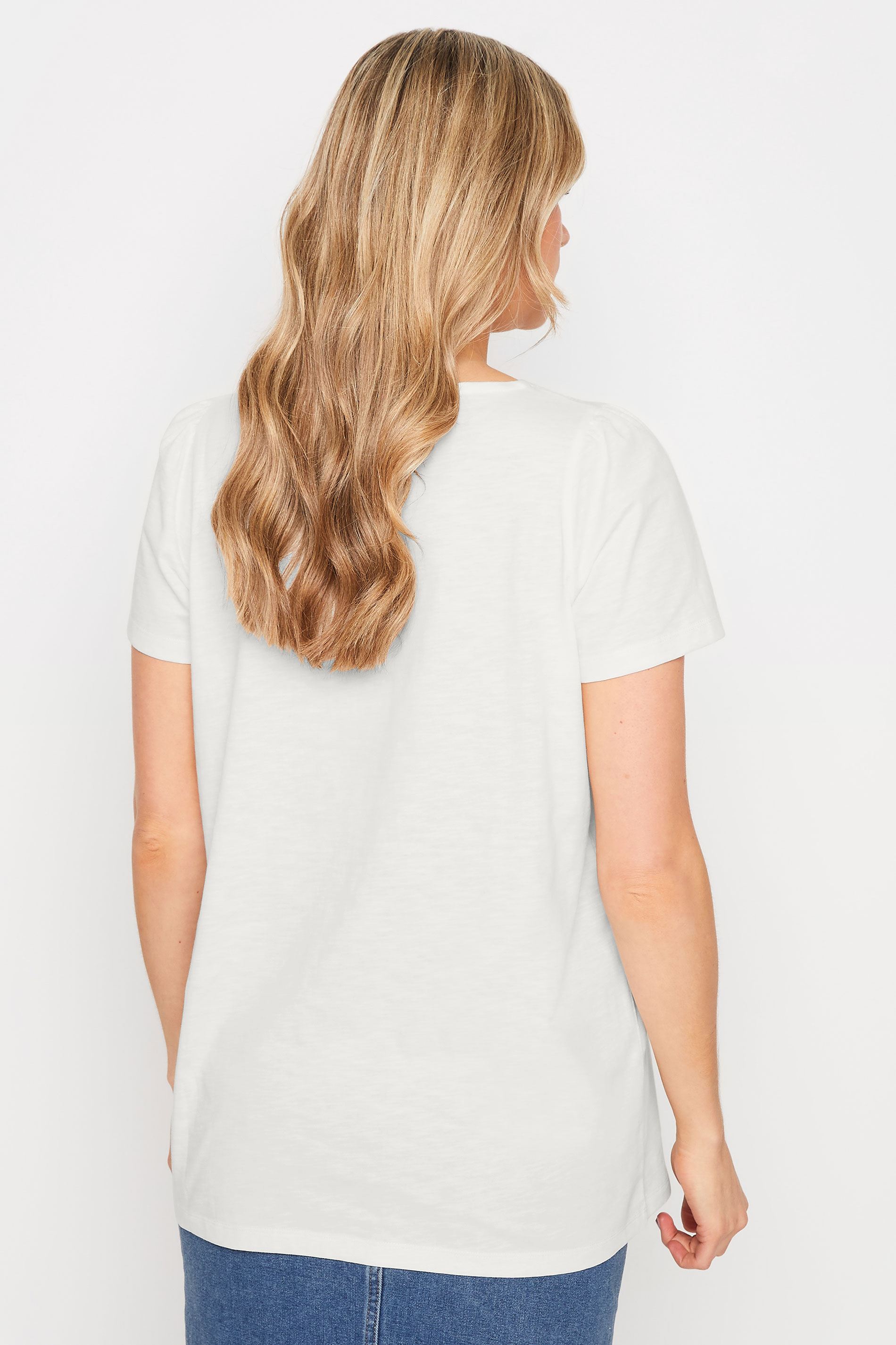 LTS Tall Women's Ivory White Crochet Trim T-Shirt | Long Tall Sally 4