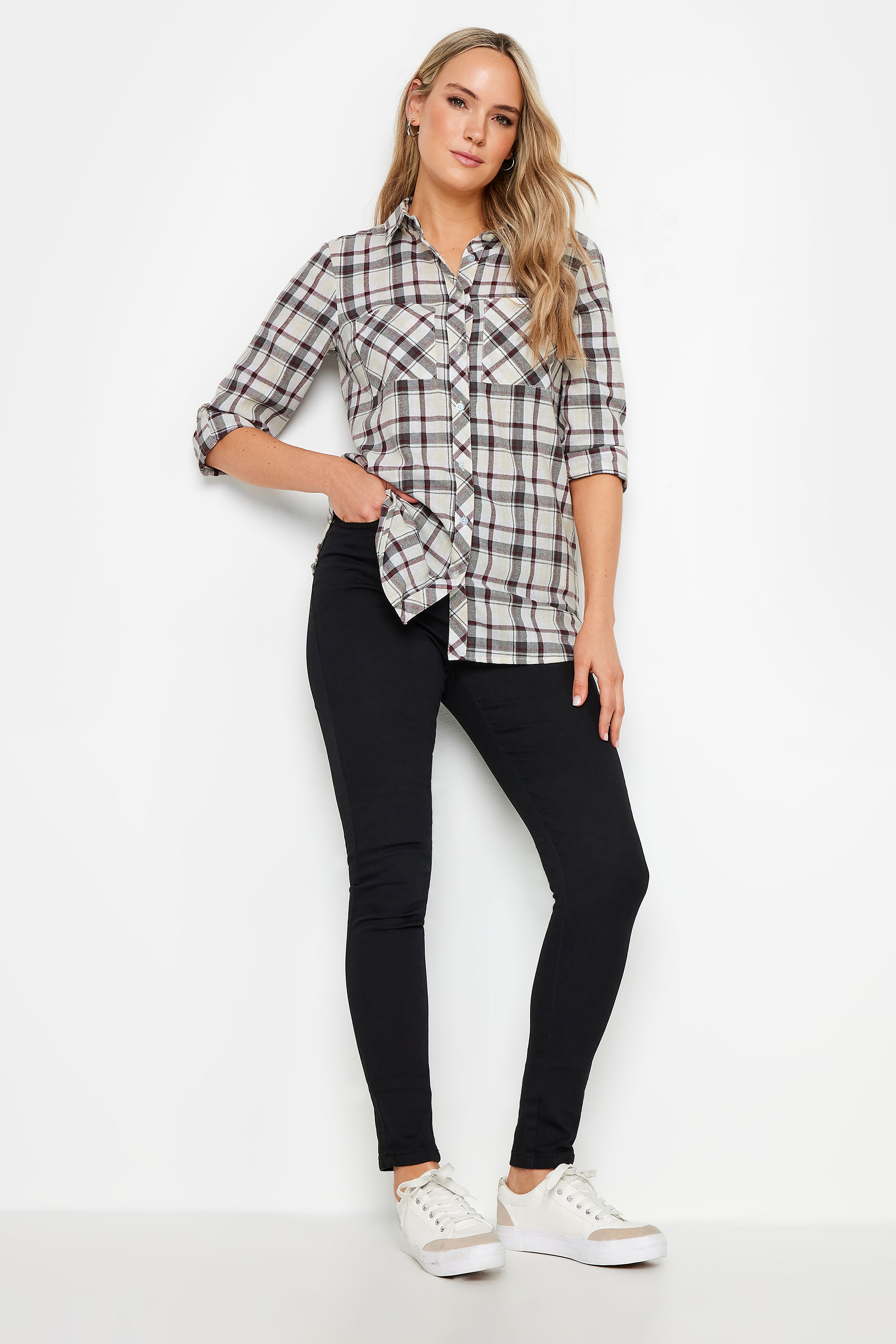 LTS Tall Women's White & Red Check Shirt | Long Tall Sally  3