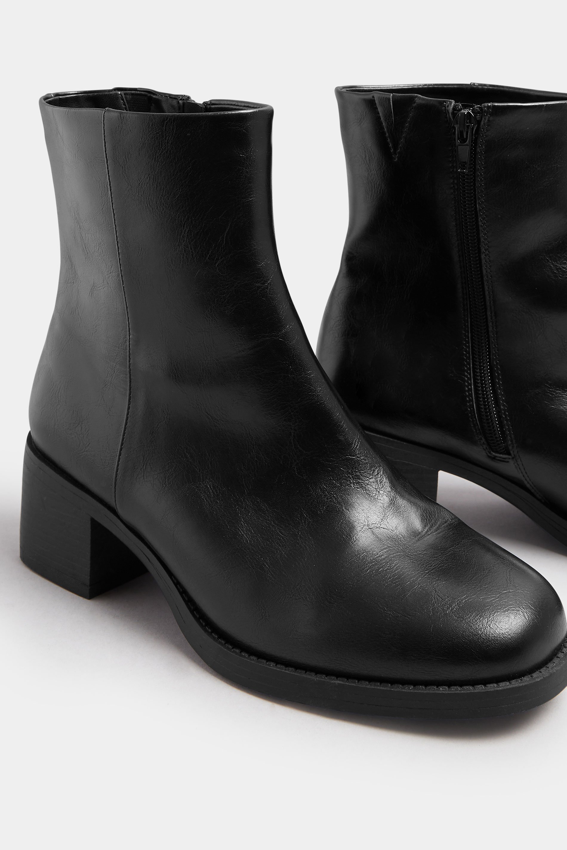 Black Faux Leather Square Toe Chelsea Boots In Extra Wide EEE Fit | Yours Clothing 6