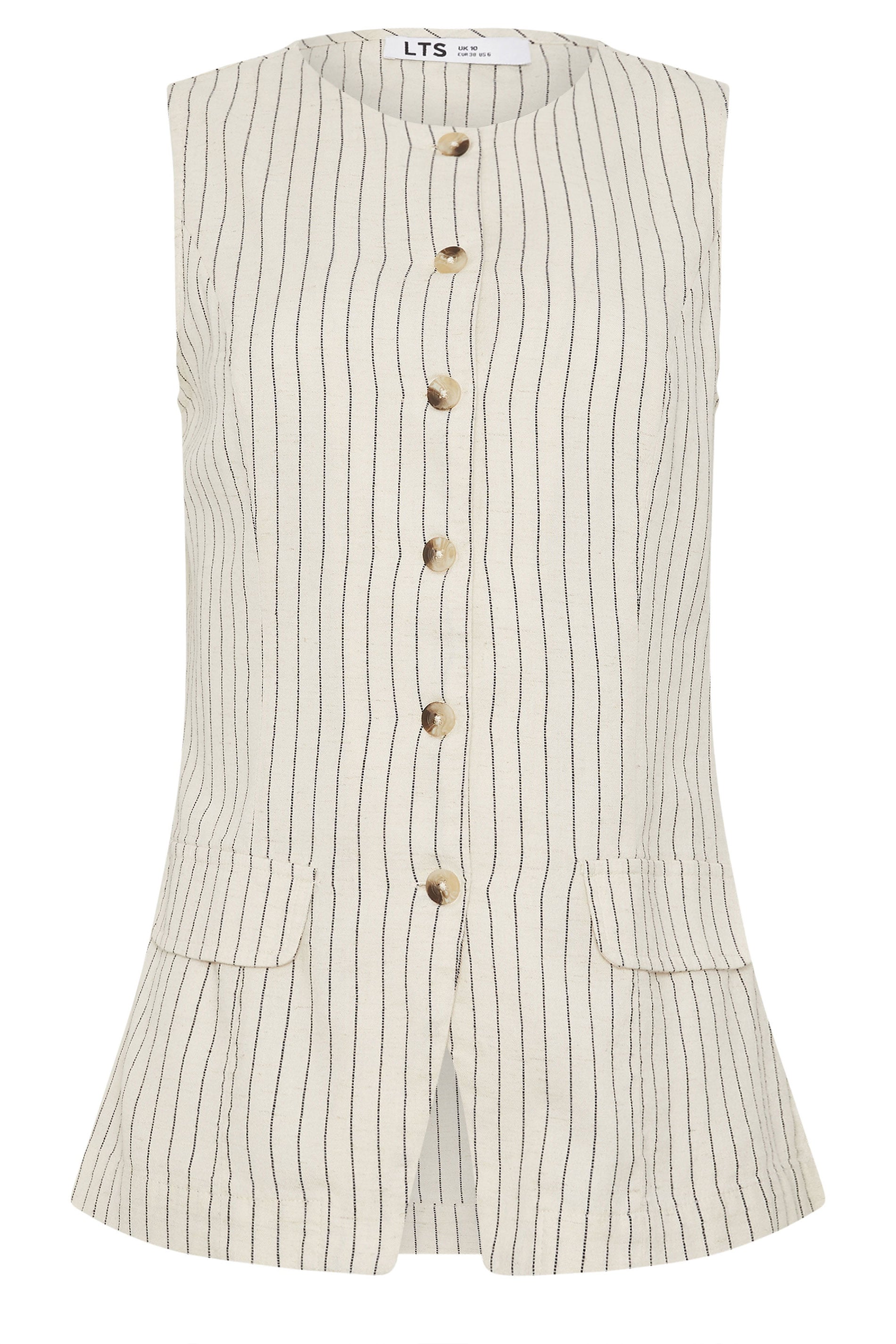 LTS Tall Women's Ivory White Pinstripe Linen Waistcoat | Long Tall Sally 6