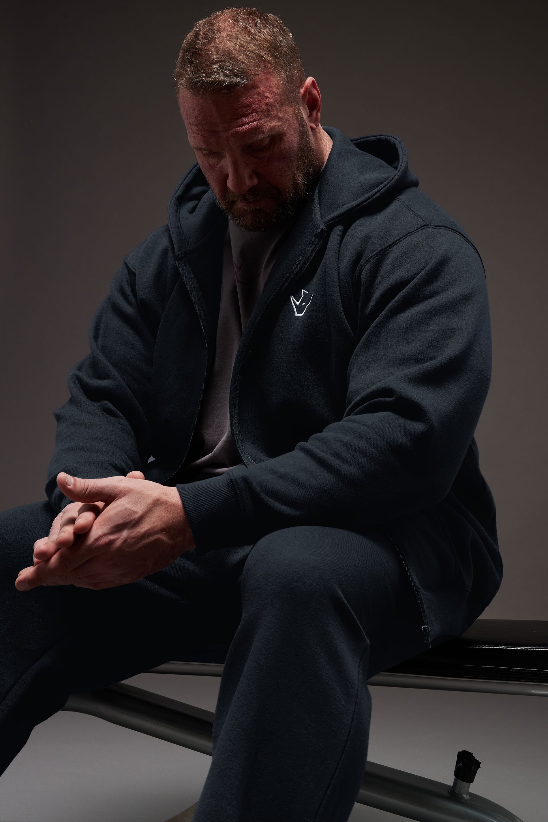 IronRhino Big & Tall Navy Blue 'Rest Day' Zip Through Hoodie | BadRhino 1