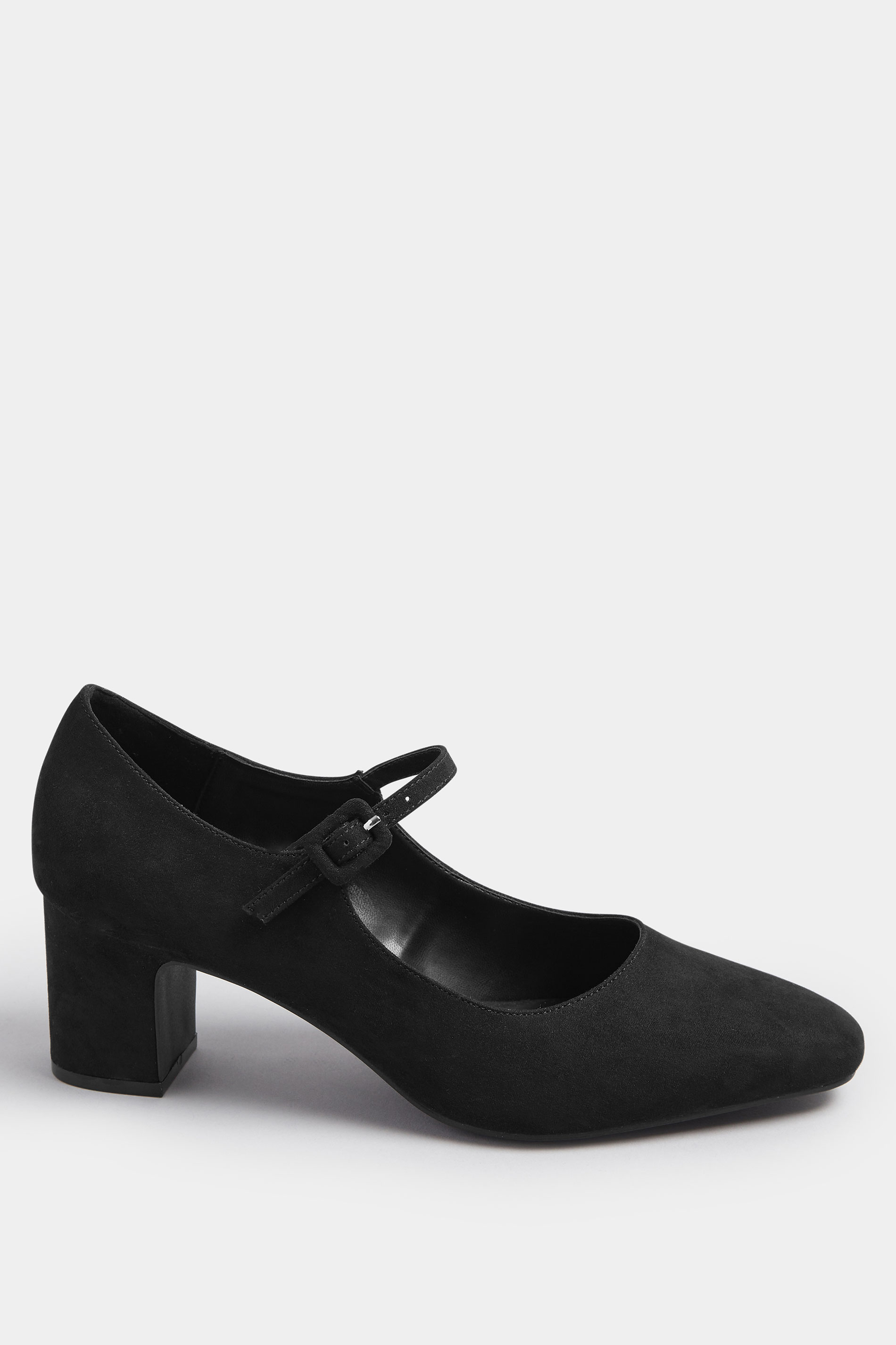 LTS Black Faux Suede Mary Jane Block Heel In Standard Fit | Long Tall Sally 3