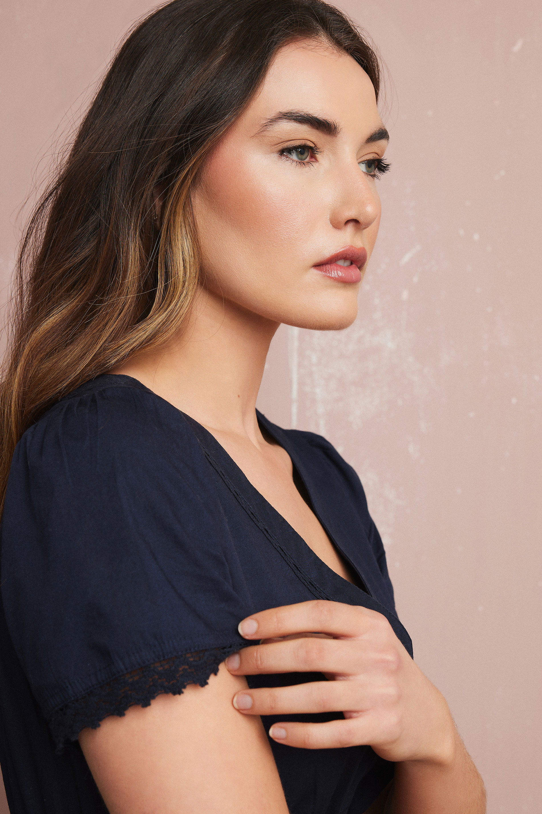 LTS Tall Navy Blue Lace Insert Tiered Maxi Dress | Long Tall Sally 5