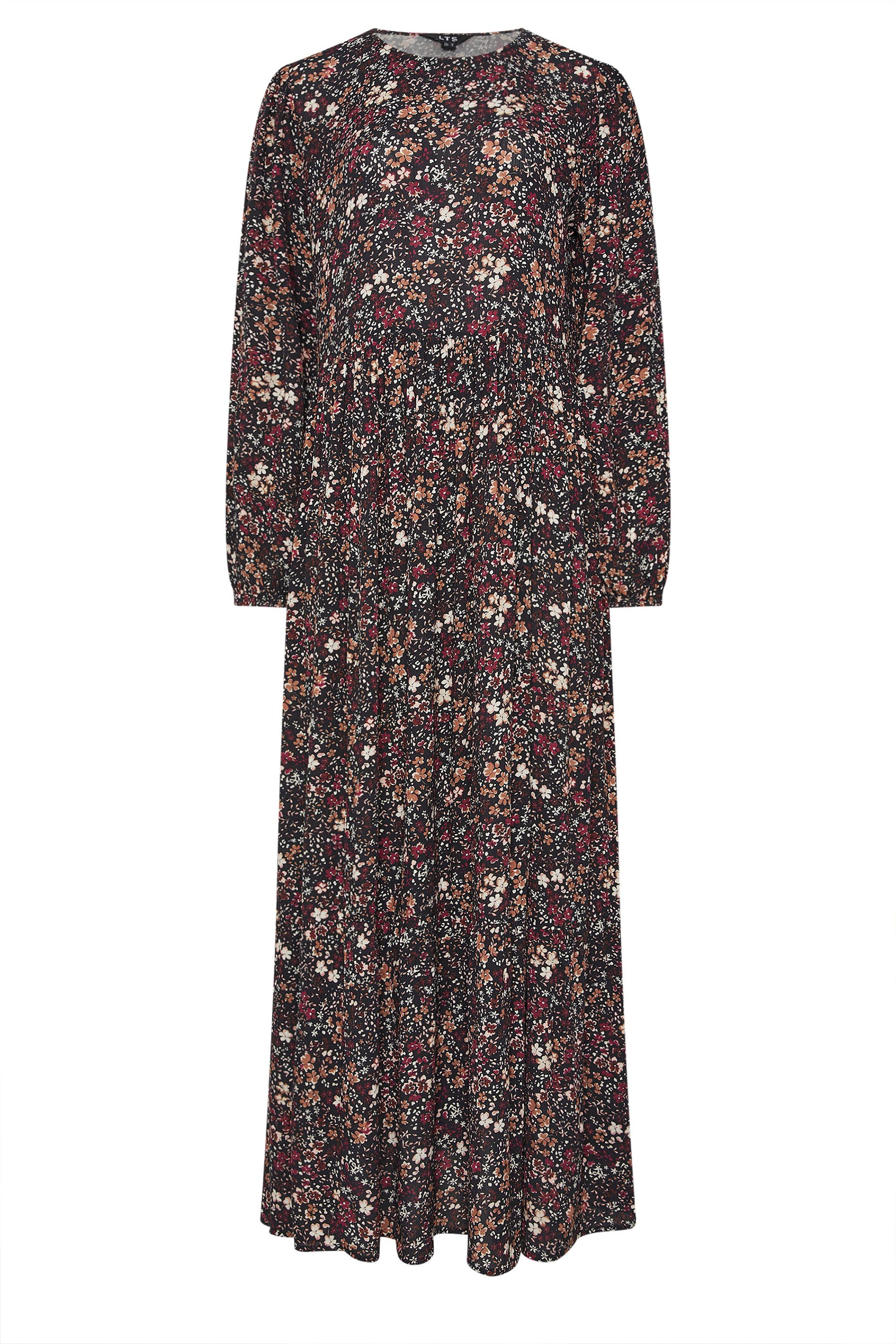 LTS Tall Black Crinkle Ditsy Floral Maxi Dress | Long Tall Sally 5