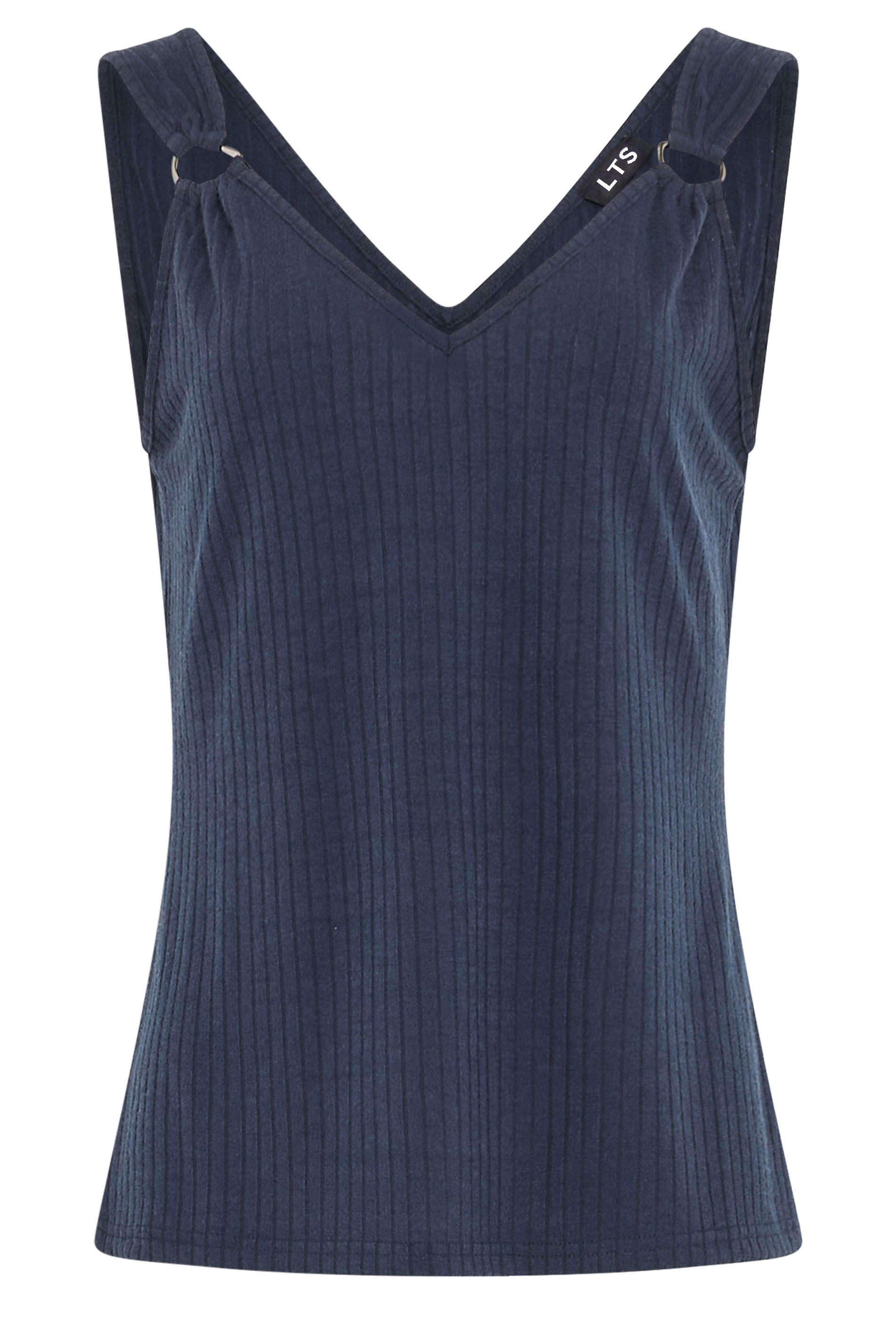 LTS Tall Navy Blue Ribbed Vest Top | Long Tall Sally 7