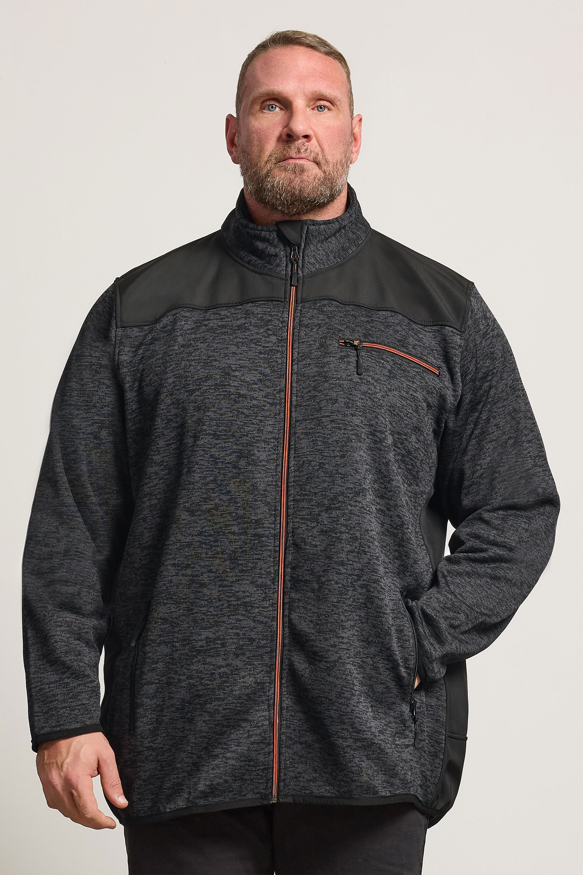 Kam Big & Tall Black Twisted Marl Fleece Jacket | BadRhino 1